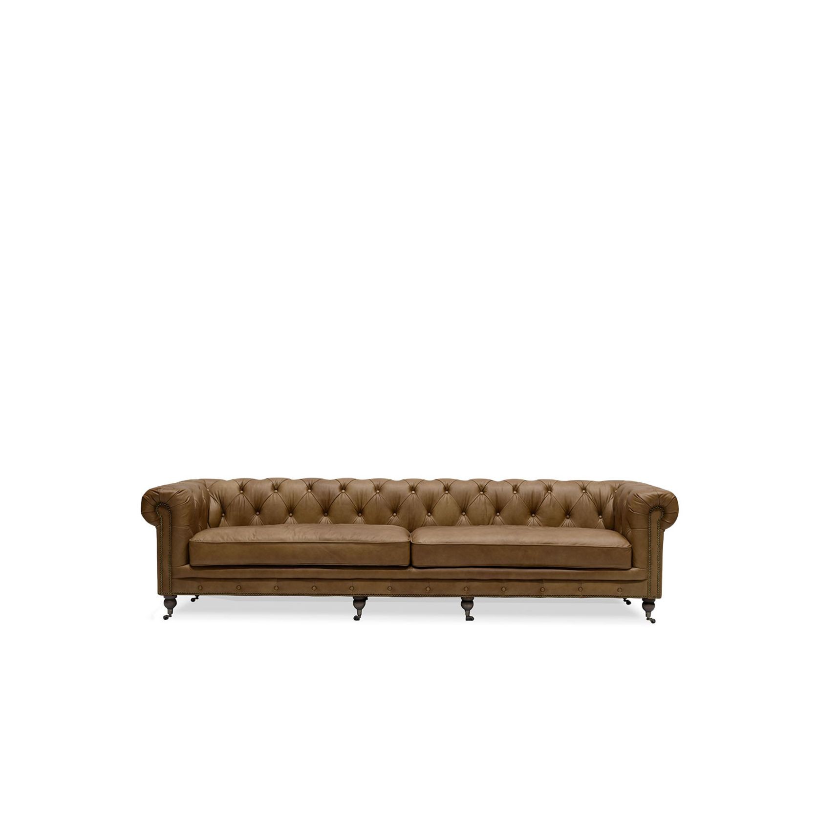 Stanhope Italian Leather Chesterfield - 4 Seater, Chestnut gallery detail image