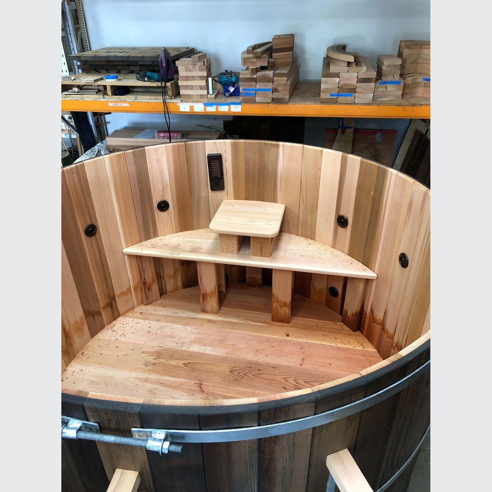 7 Foot Cedar Hot Tub with Stairs gallery detail image