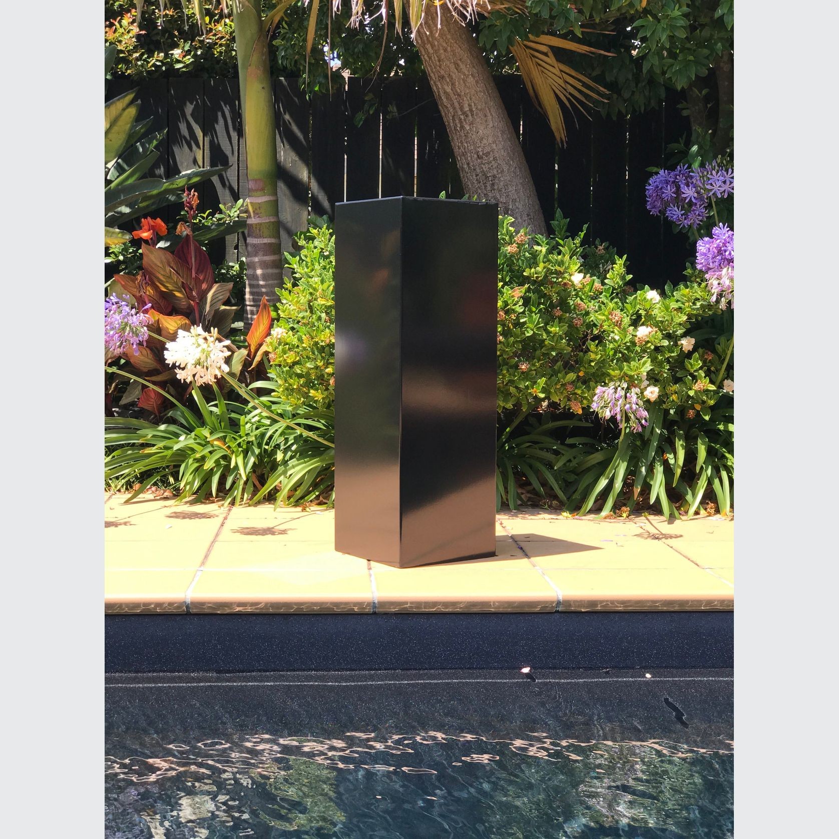 Black Powder Coated Steel Column 300 Planter gallery detail image