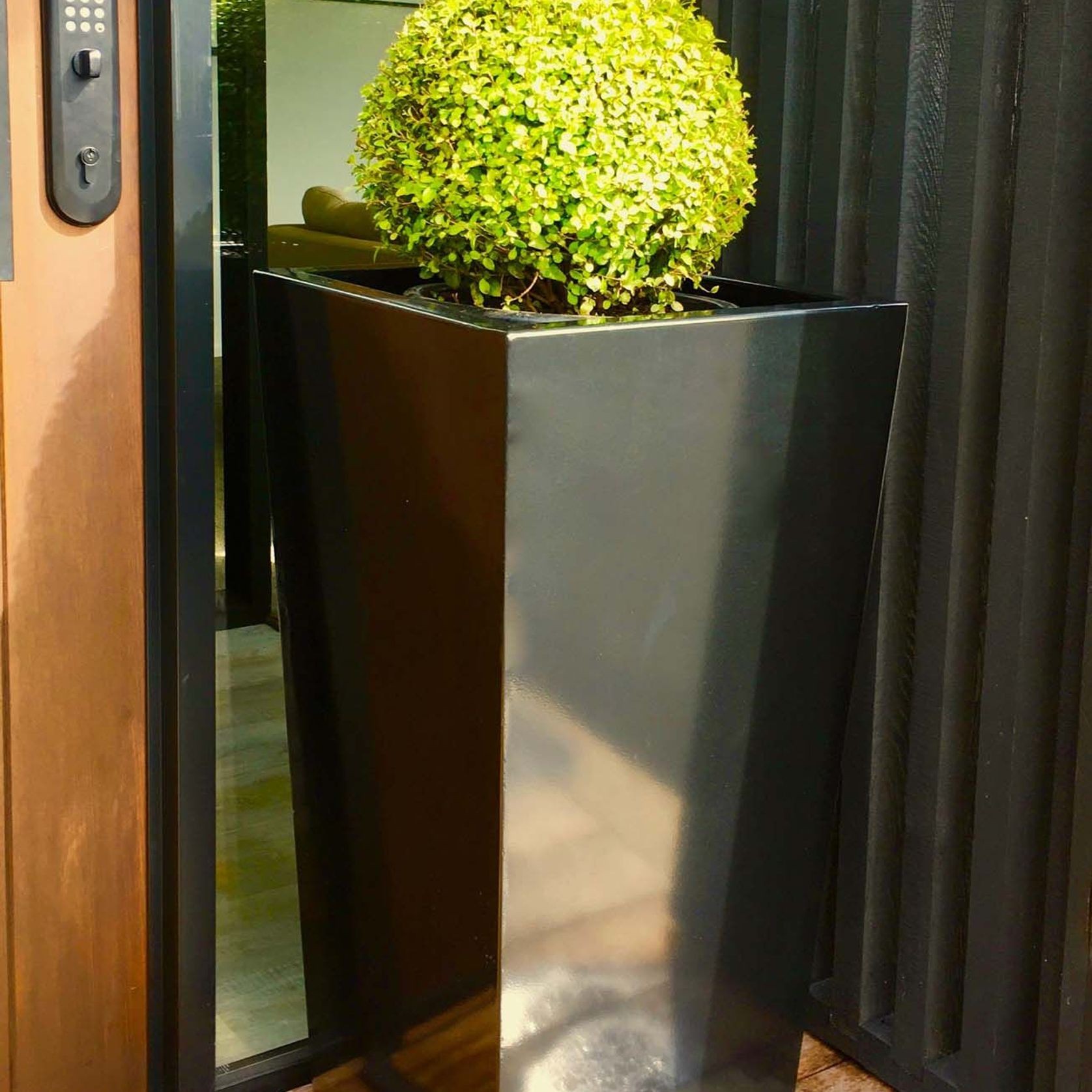 Black Powder Coated Tapered Column Planter  gallery detail image