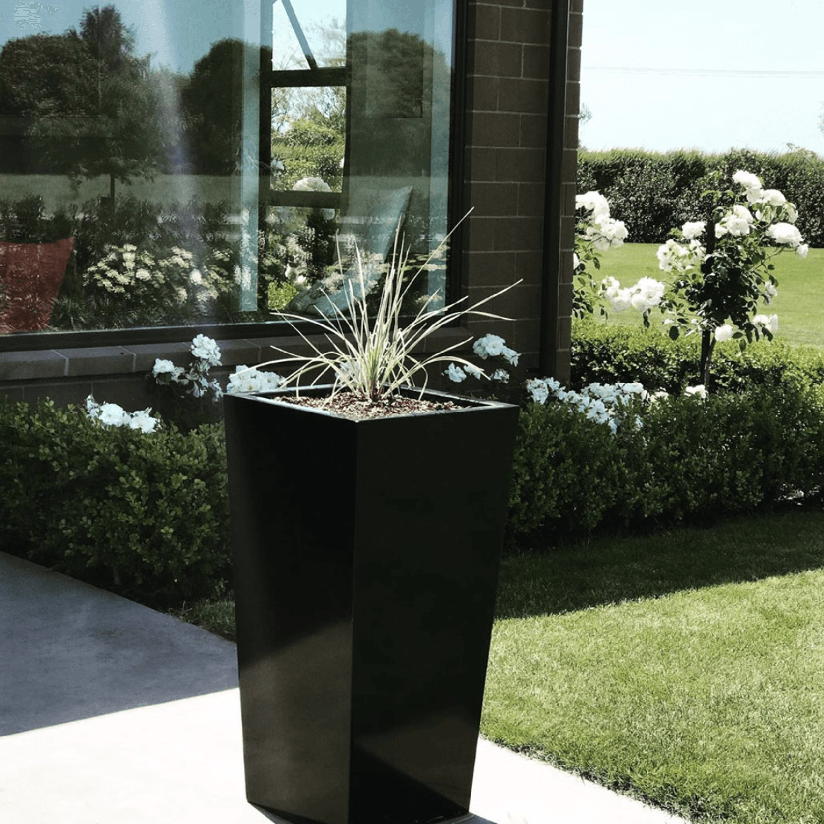 Black Powder Coated Tapered Column Planter  gallery detail image