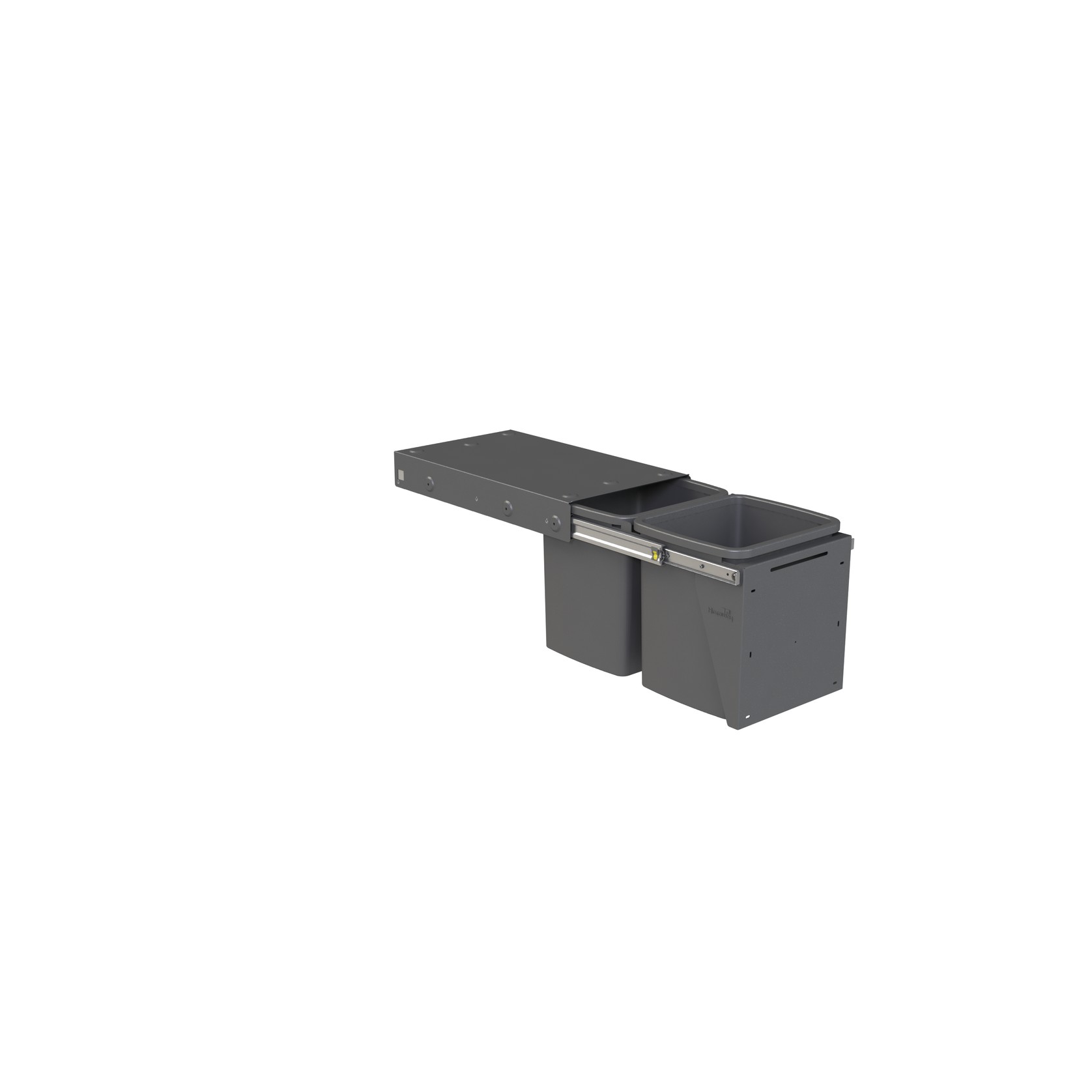 Compact Bin Storage - 2 x 15 Litre Buckets - Cinder - Door Pull gallery detail image