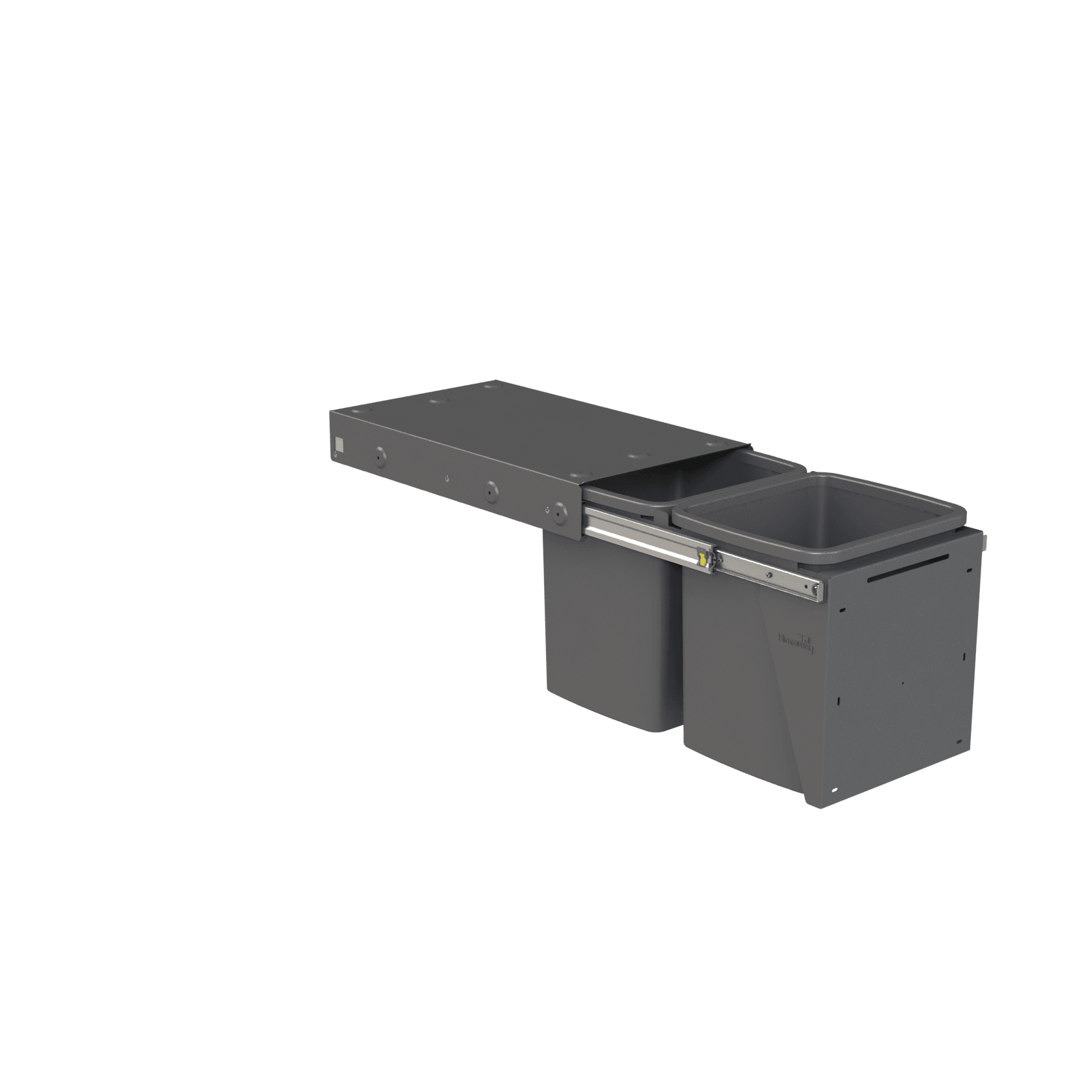 Compact Bin Storage - 2 x 15 Litre Buckets - Cinder - Door Pull gallery detail image