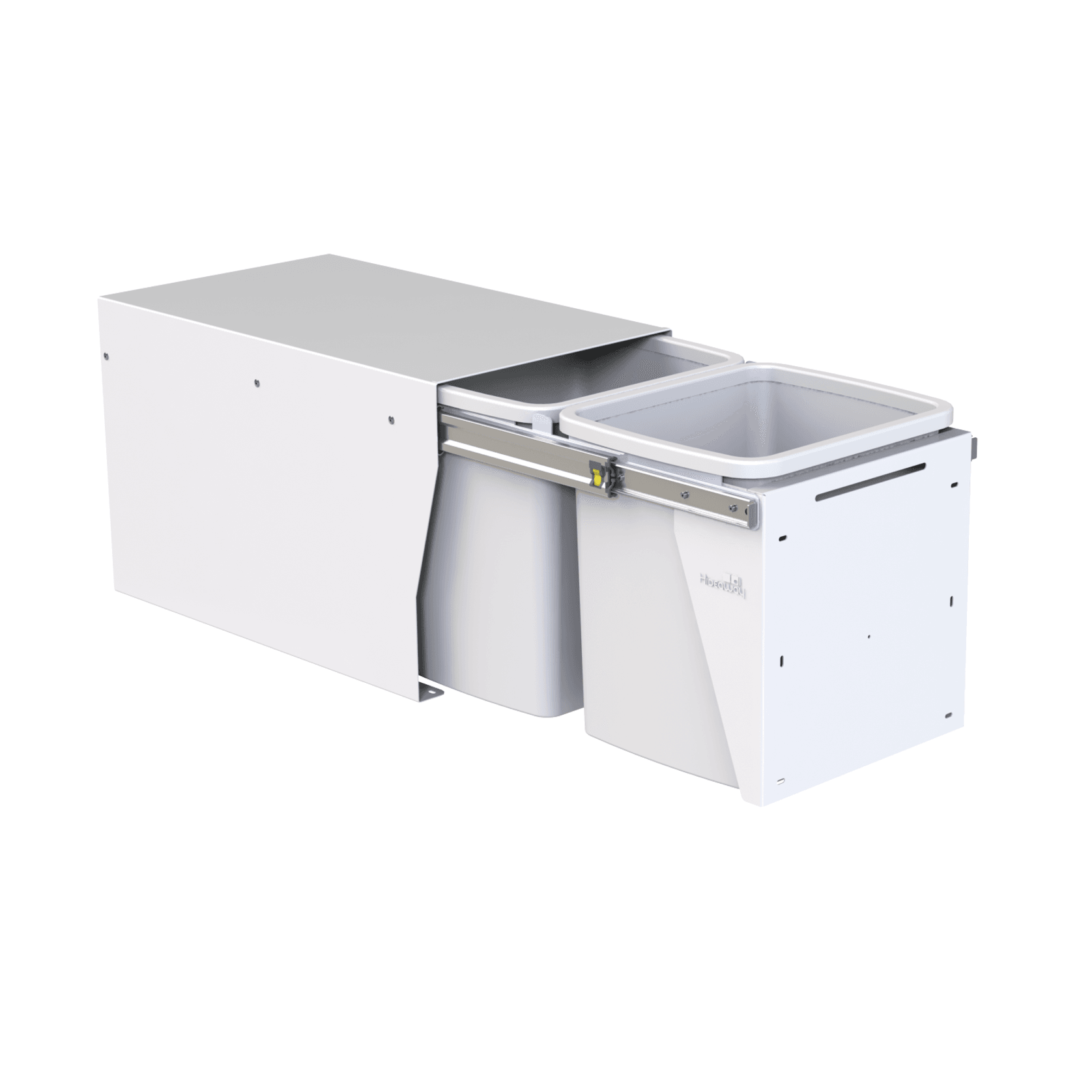 Compact Bin Storage - 2 x 15 Litre Buckets Floor Mounted - Door Pull gallery detail image