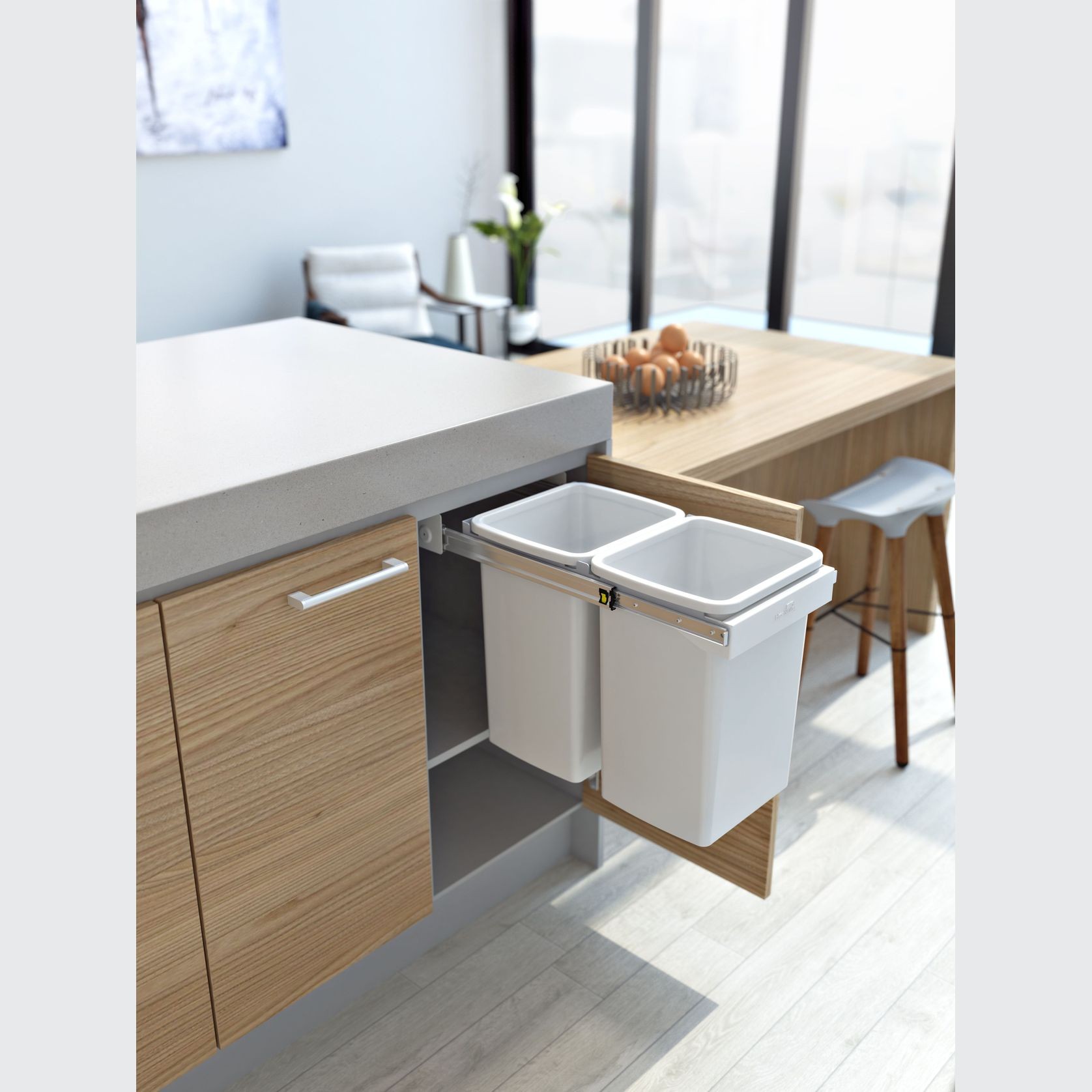 Compact Bin Storage - 2 x 20 Litre Bucket - Handle Pull gallery detail image