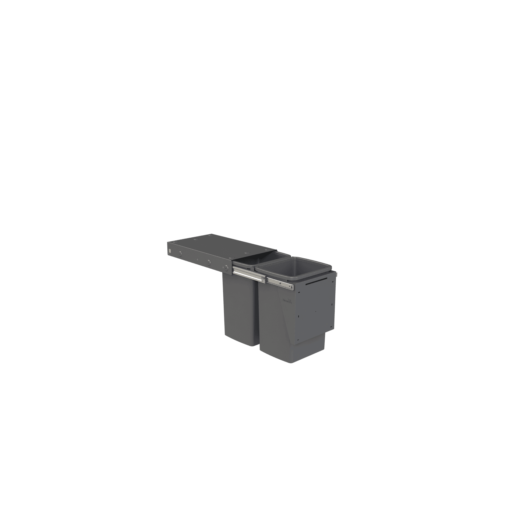 Compact Bin Storage - 2 x 20 Litre Buckets - Cinder - Door Pull gallery detail image