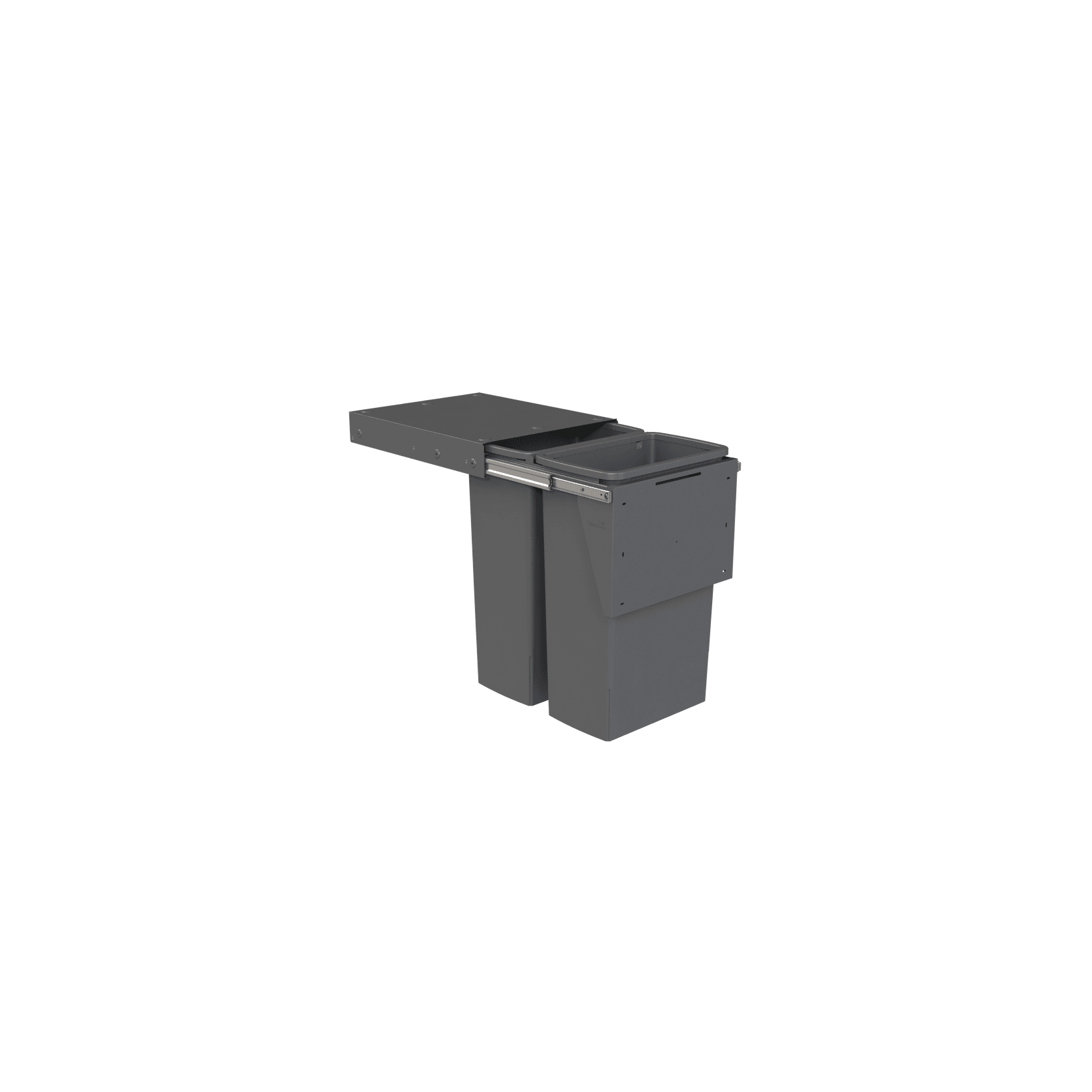 Compact Bin Storage - 2 x 40 Litre Buckets - Cinder - Door Pull gallery detail image