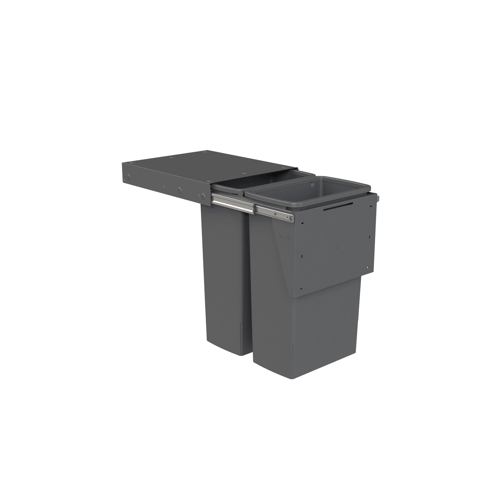 Compact Bin Storage - 2 x 40 Litre Buckets - Cinder - Door Pull gallery detail image