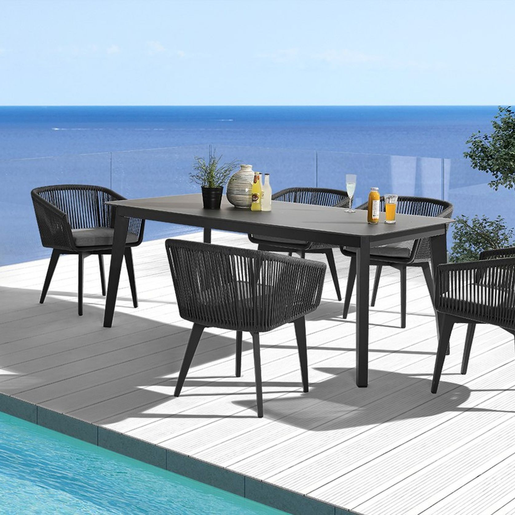 Diva Outdoor Aluminium And HPL Top Dining Table gallery detail image