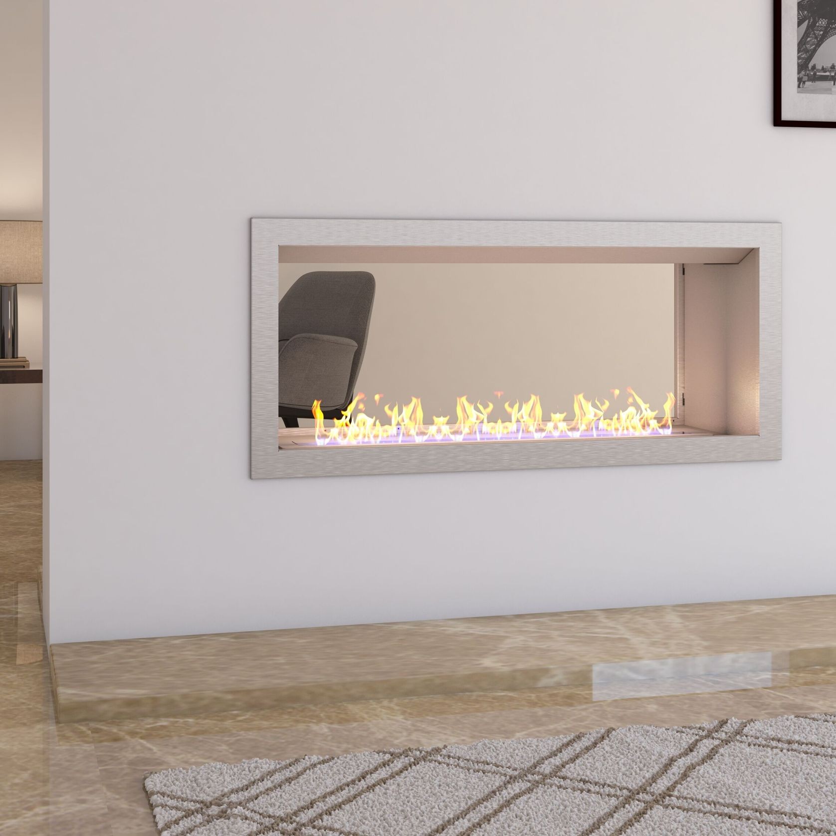 Icon Fires Double Sided Slimline 1100 Biofuel Fireplace  gallery detail image