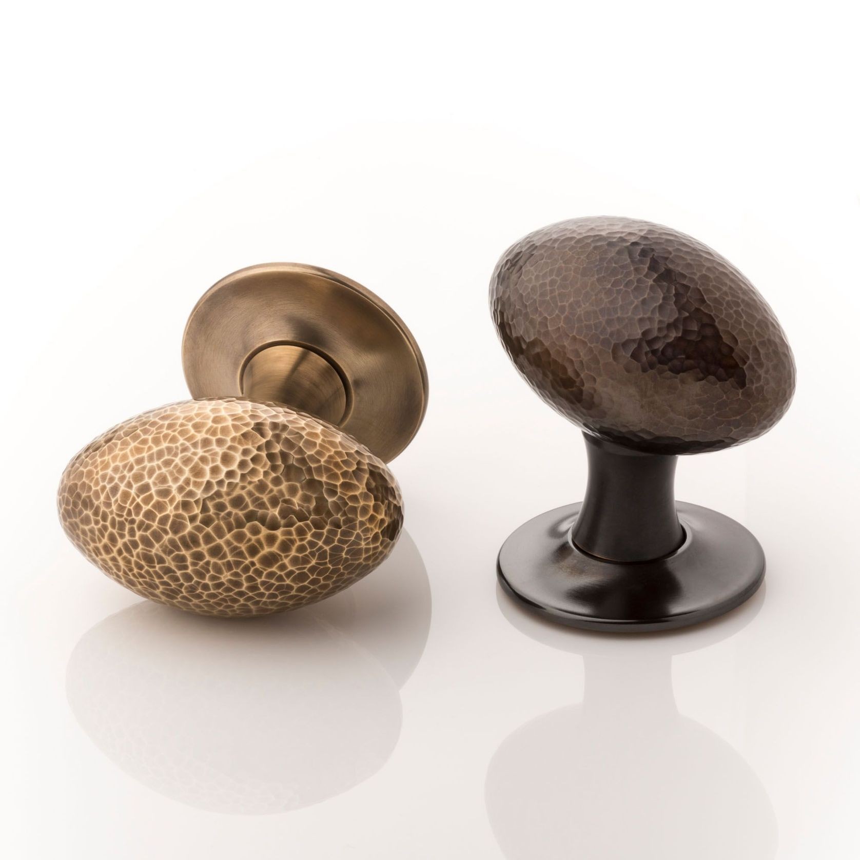Joseph Giles Intricately Hammered Oval Door Knob Solid Brass gallery detail image