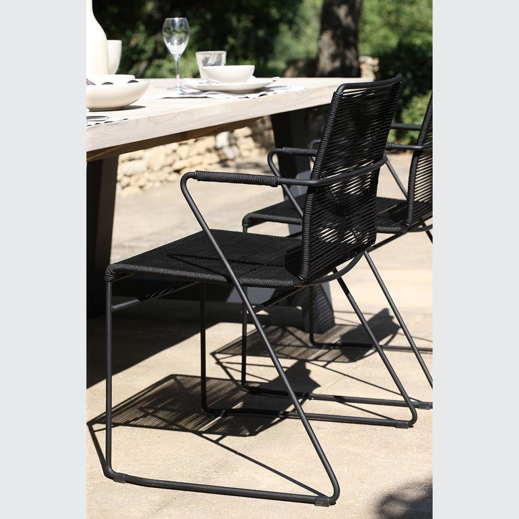 James Outdoor Dining Arm Chair - Lava Rope Finish gallery detail image