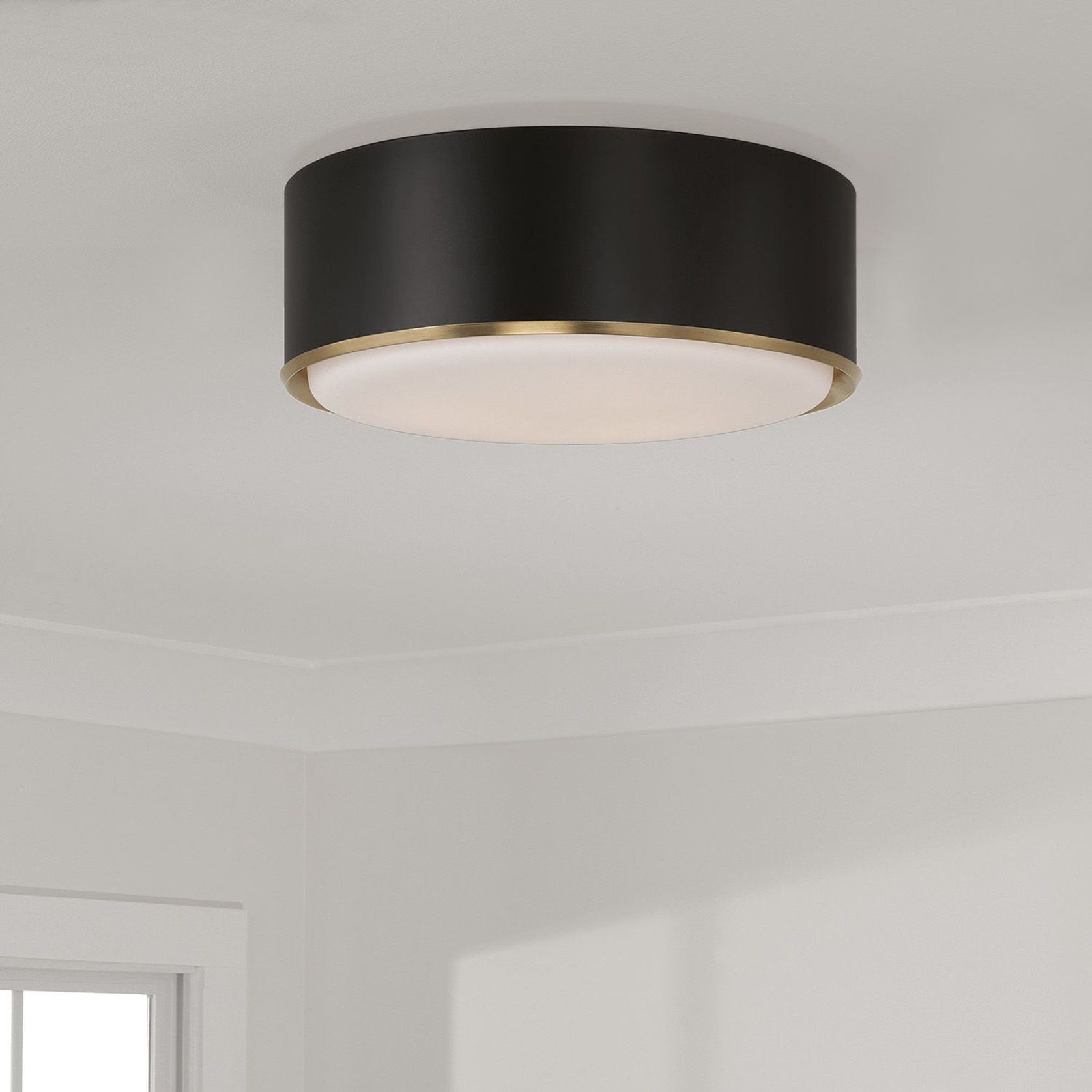Swell 3 Light Flush Mount in Matte Brass & Black gallery detail image