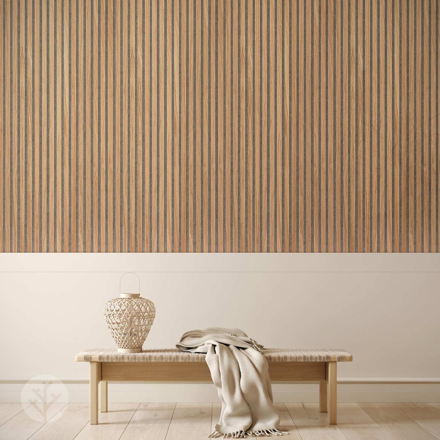 Natural Oak Grey Felt Acoustic Slat Wood Wall Panels gallery detail image