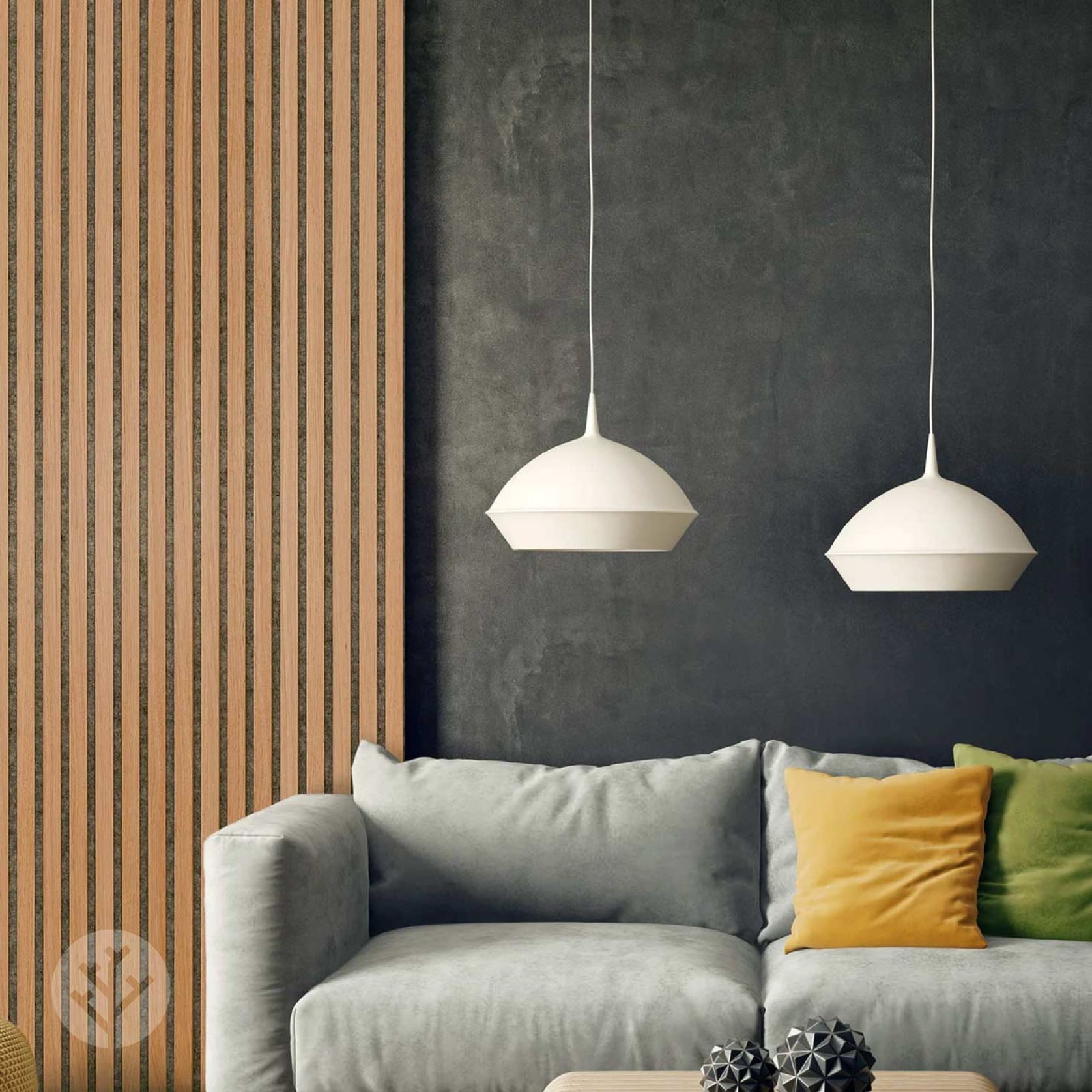 Natural Oak Grey Felt Acoustic Slat Wood Wall Panels gallery detail image
