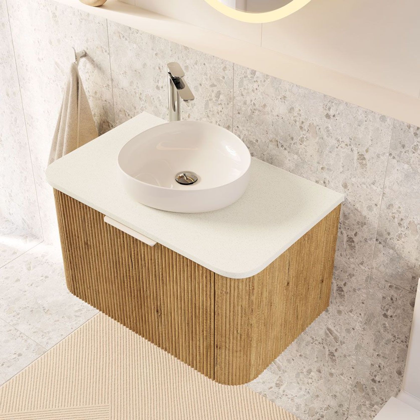 Roman Sand Silica Free Stone Top, Curved Full Depth gallery detail image