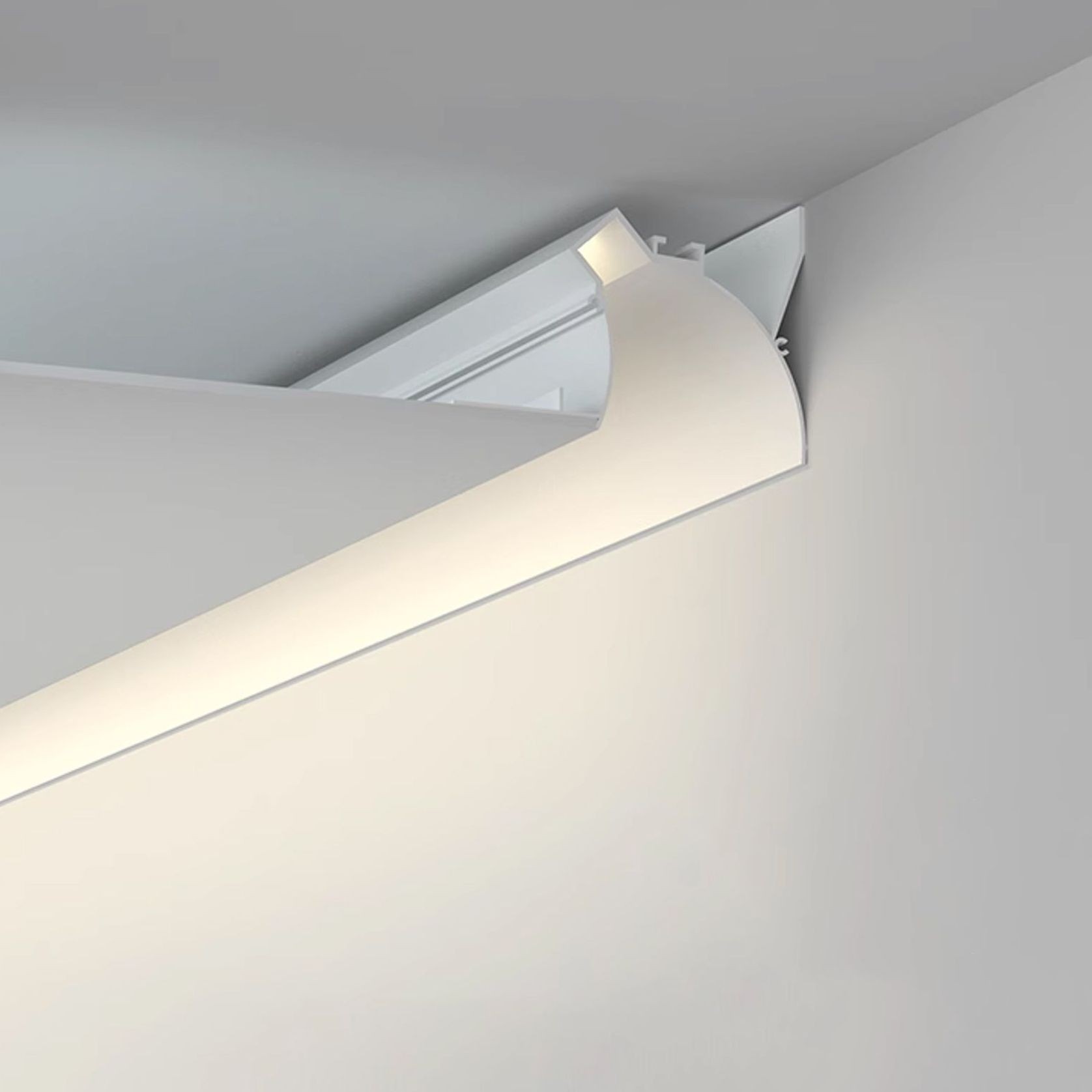 Trimless Cove Lighting LED Profile for Ceiling-Wall Transitions