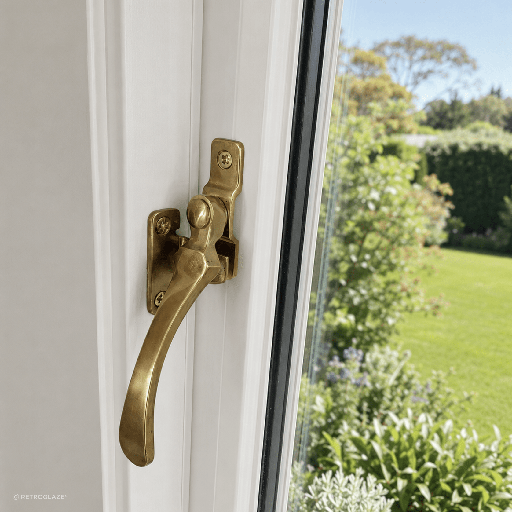 Close-up internal view of timber replacement casement-hung sash showing weather seal detail on mullion.