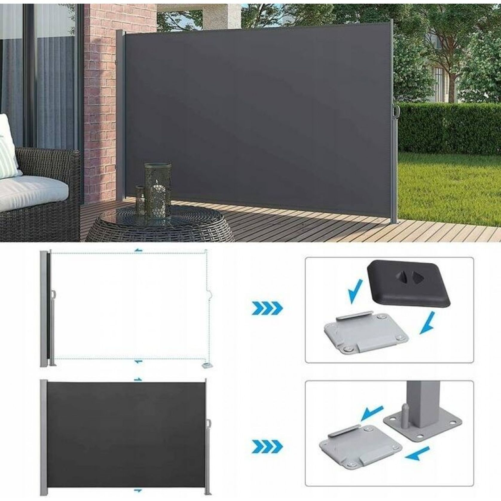 Aluminum Retractable Side Awning Shade 2 x 3m gallery detail image