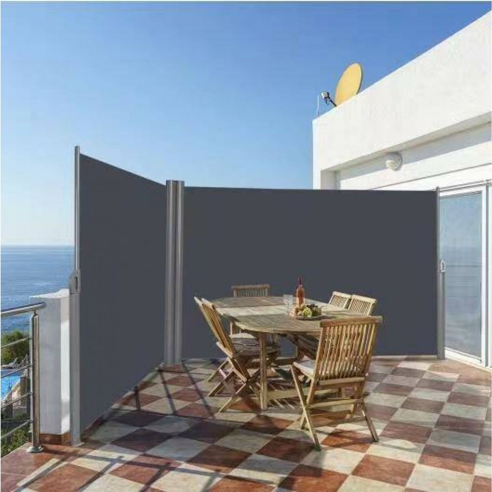Aluminum Retractable Side Awning Shade 2 x 6m gallery detail image