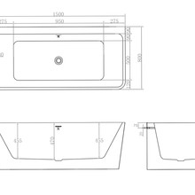 The Smith 1500mm Back To Wall Bath Gloss White gallery detail image