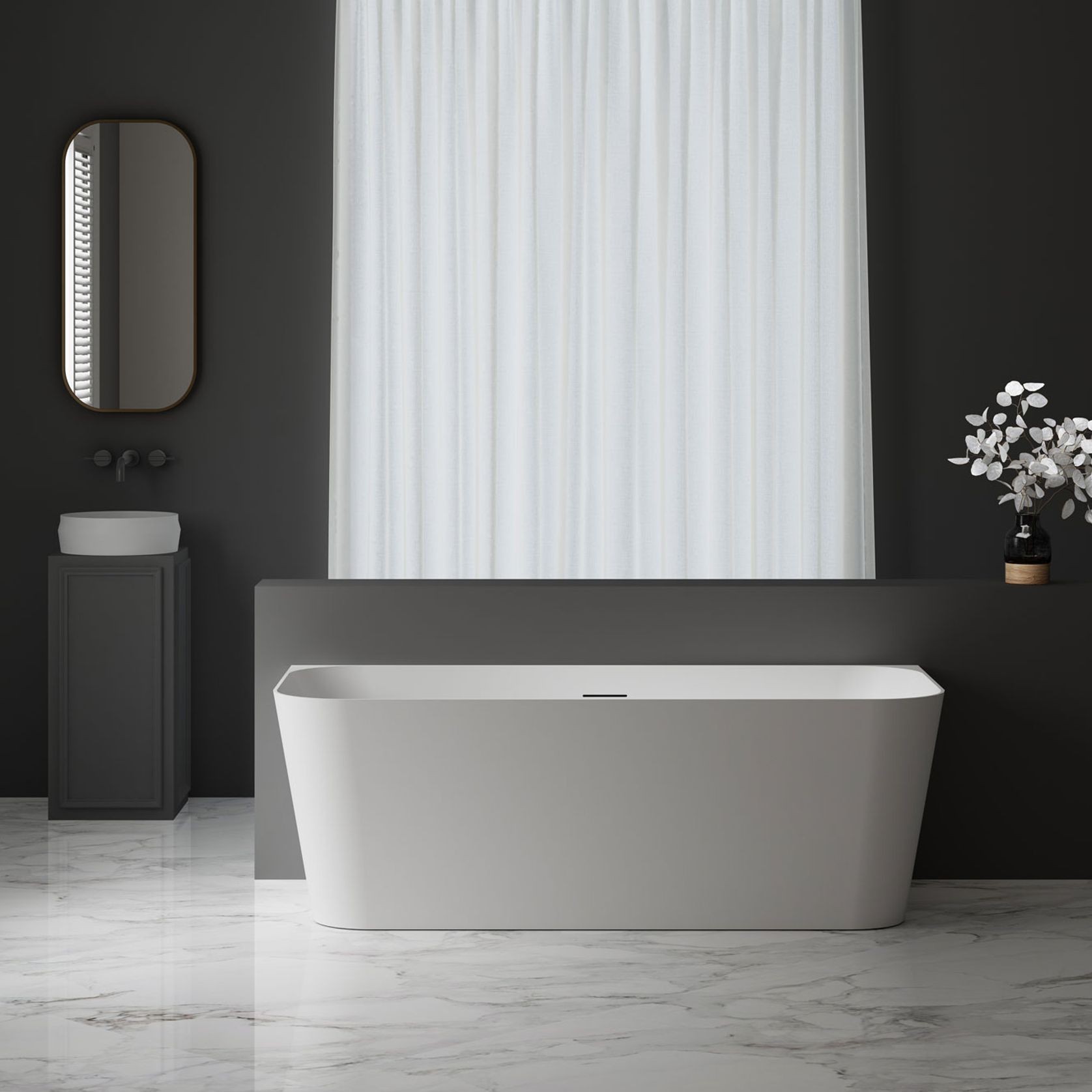 SKAGEN EDGE Back to Wall Freestanding Bath Gloss/Matt ArchiPro NZ