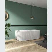 FLUTE EDGE Back to Wall Freestanding Bath | Matte White gallery detail image