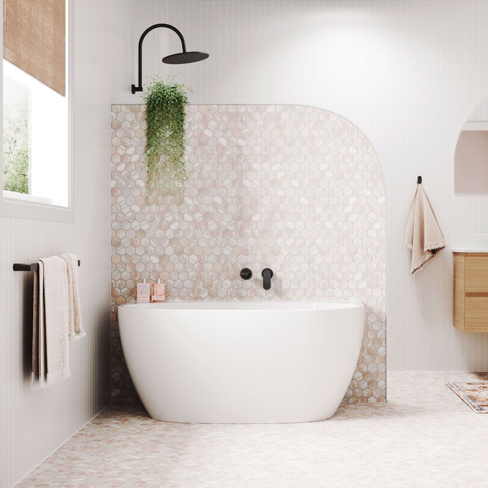 Keeto Back-To-Wall Acrylic Bath with Overflow gallery detail image