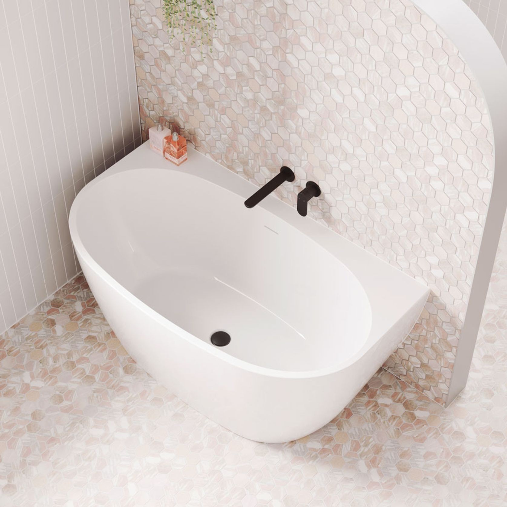 Keeto Back-To-Wall Acrylic Bath with Overflow gallery detail image