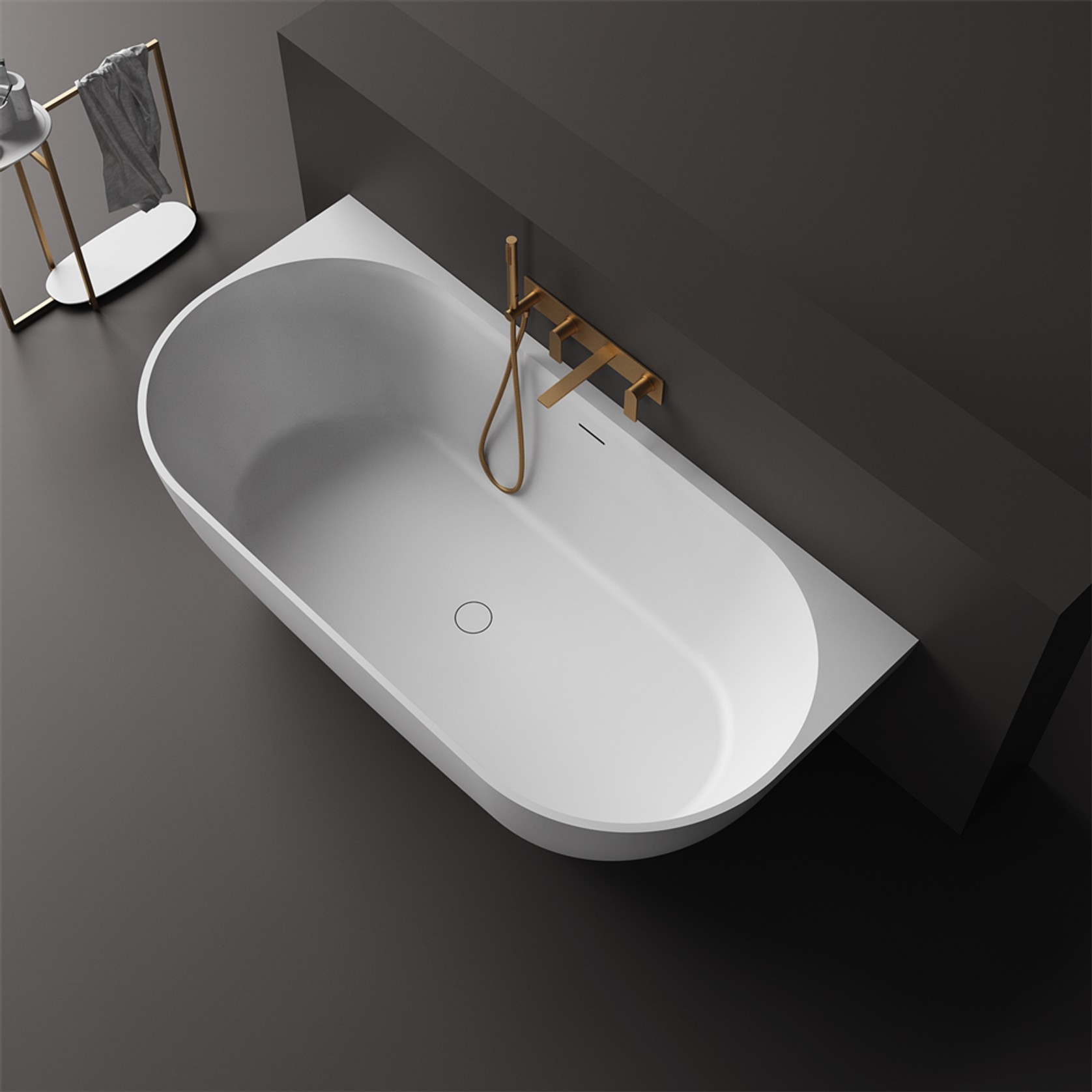 Justina back-to-wall 1700mm stone bath gallery detail image