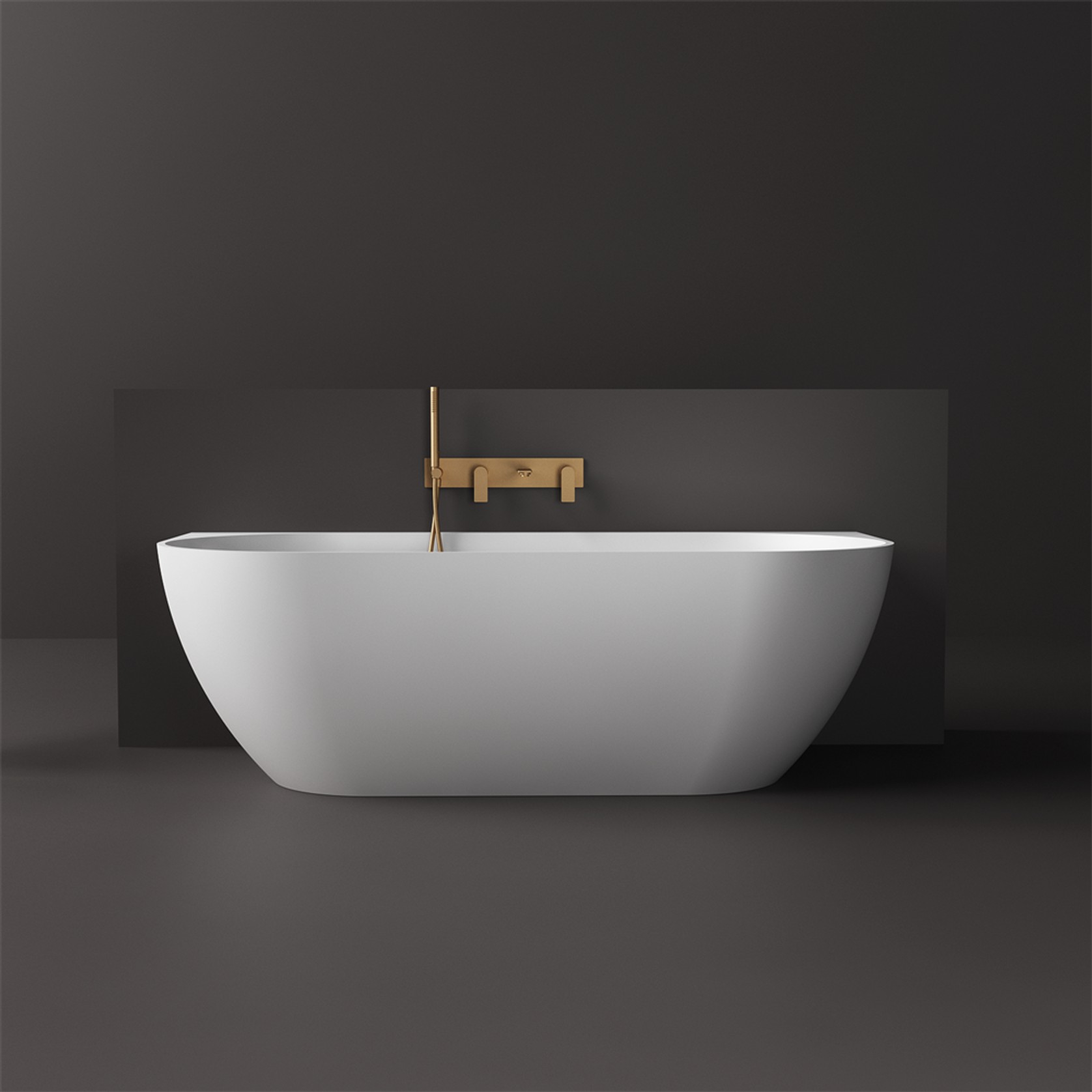 Justina 1700mm back-to-wall stone bath gallery detail image