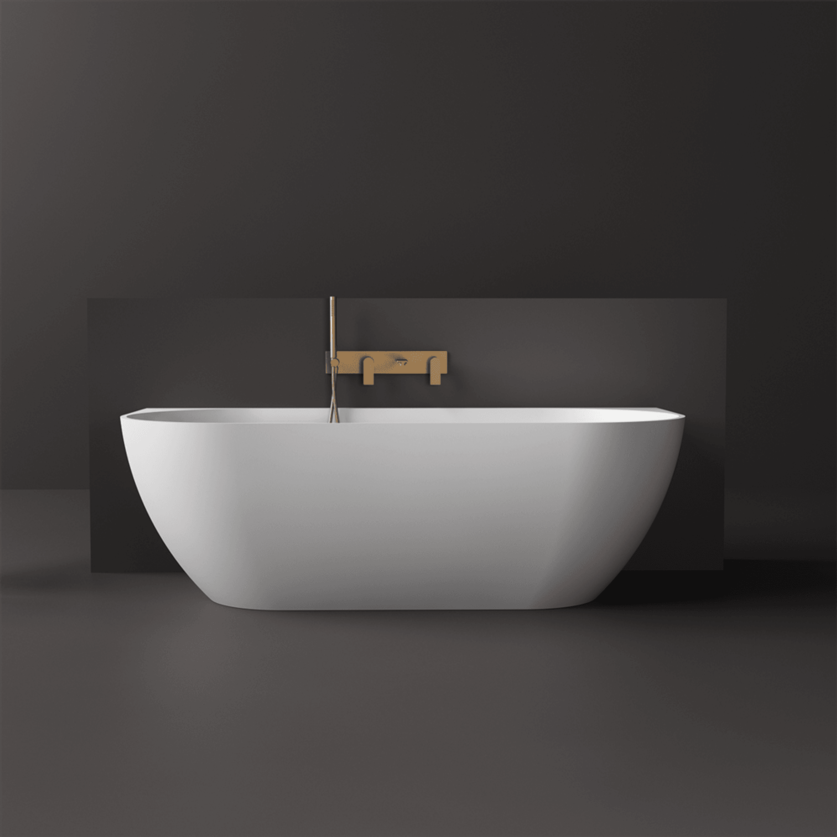 Justina 1700mm back-to-wall stone bath gallery detail image