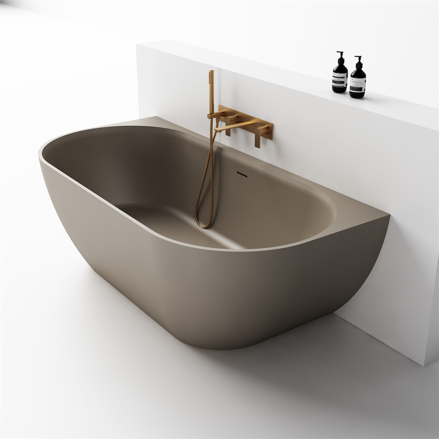 Justina 1700mm back-to-wall stone bath gallery detail image