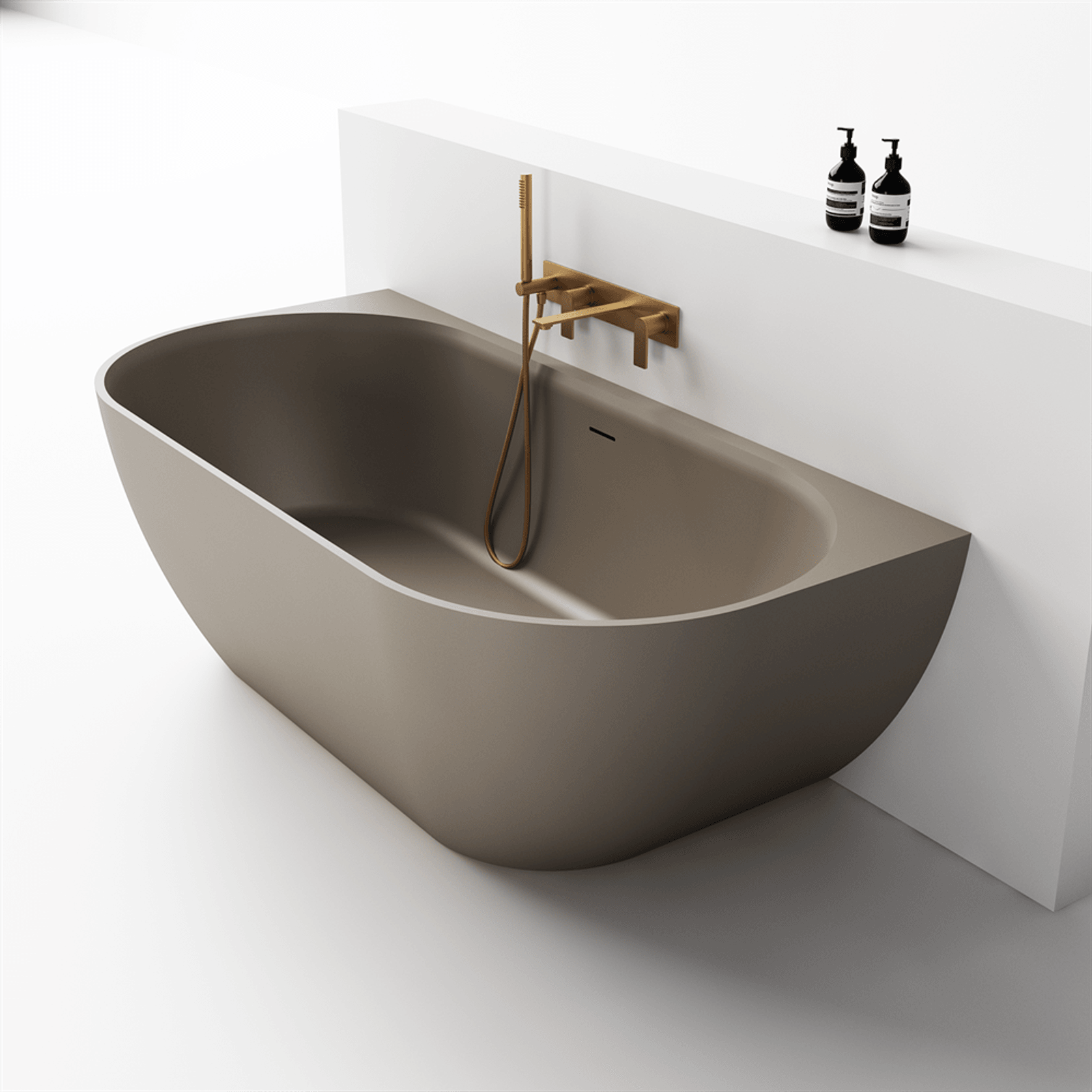 Justina 1700mm back-to-wall stone bath gallery detail image