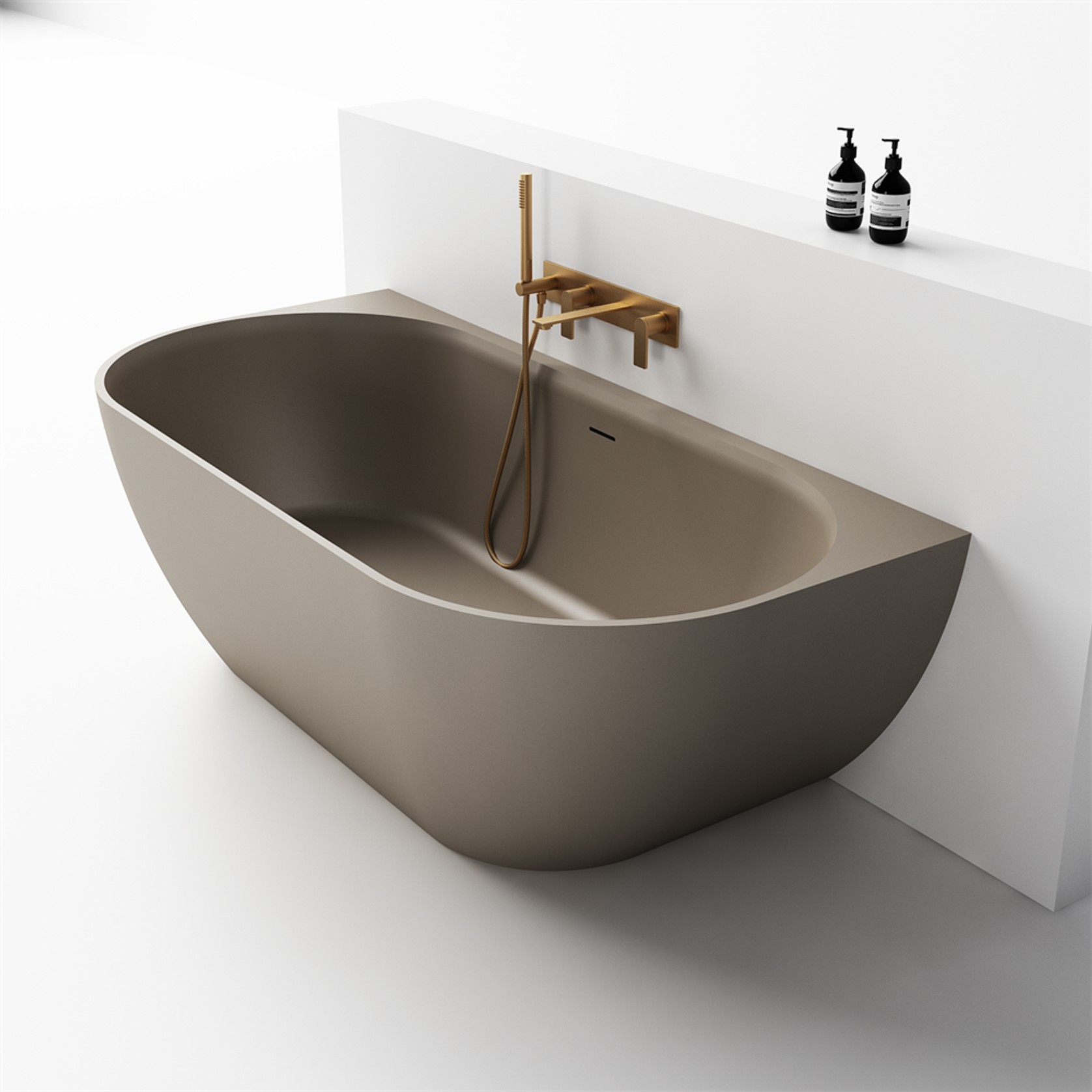 Justina back-to-wall 1700mm stone bath gallery detail image