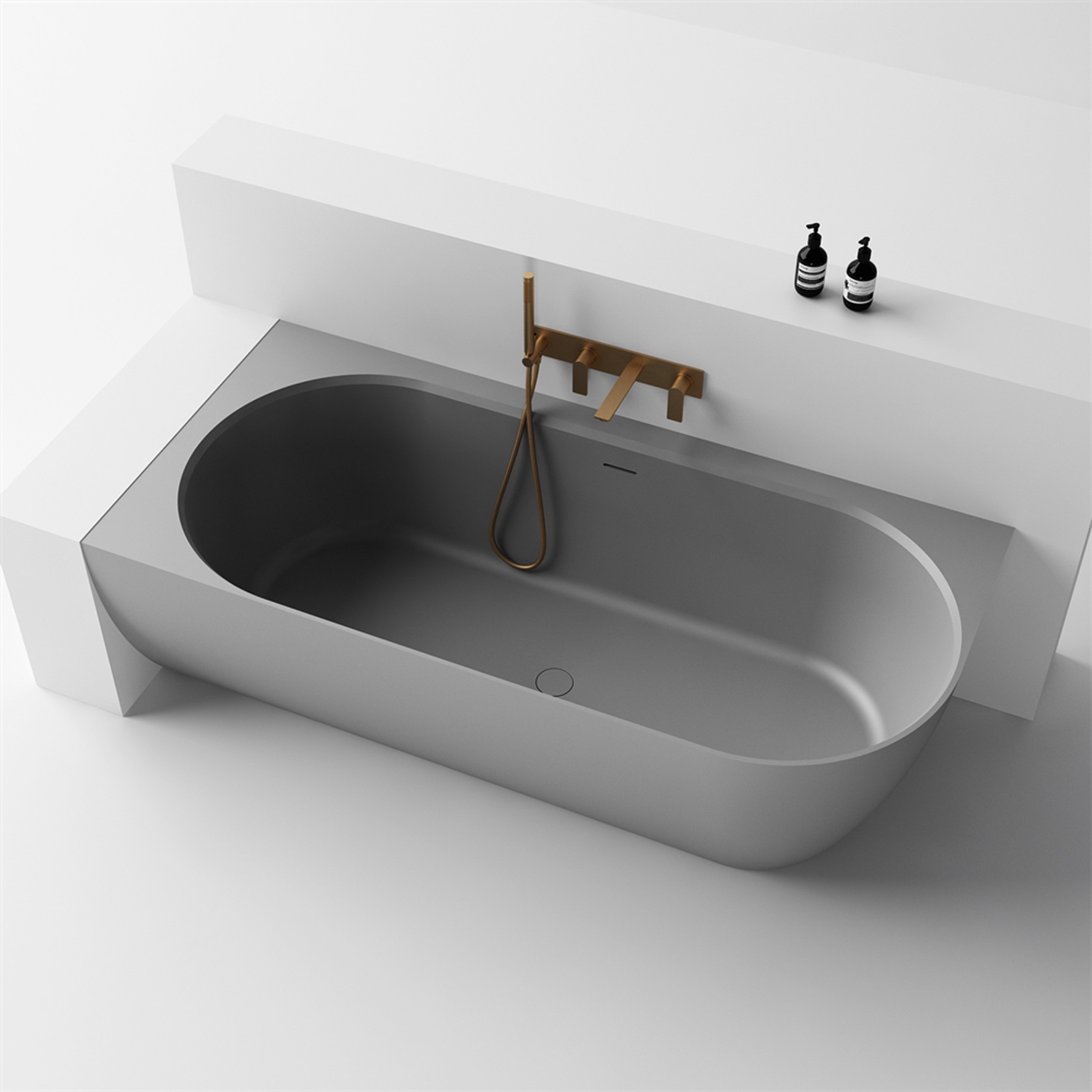 Justina Back-to-Corner Stone Baths - 1750mm gallery detail image