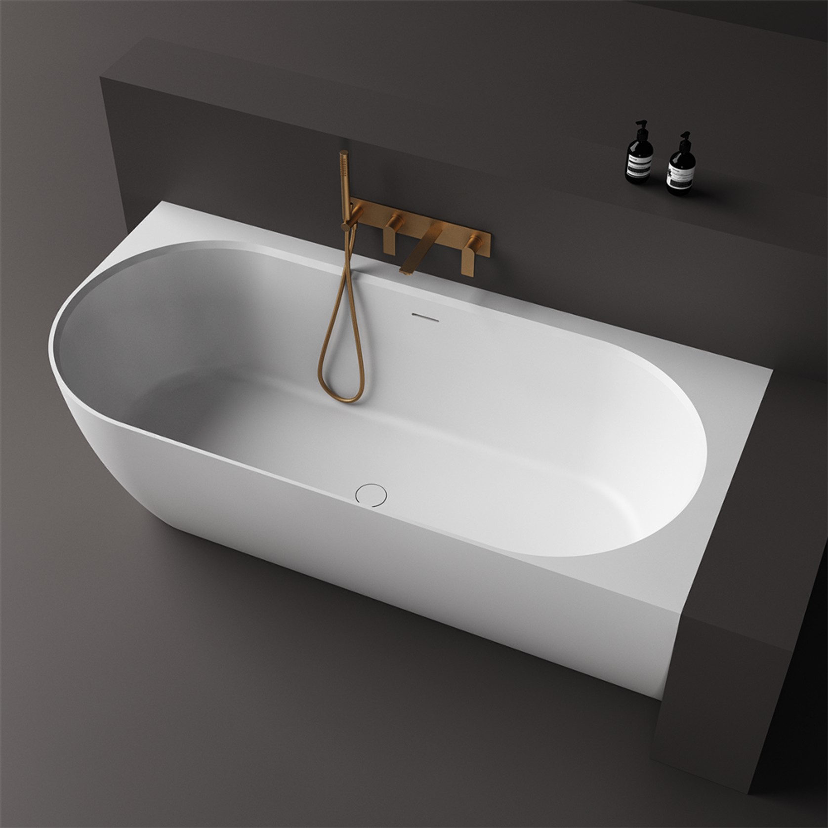 Justina Back-to-Corner Stone Baths - 1750mm gallery detail image