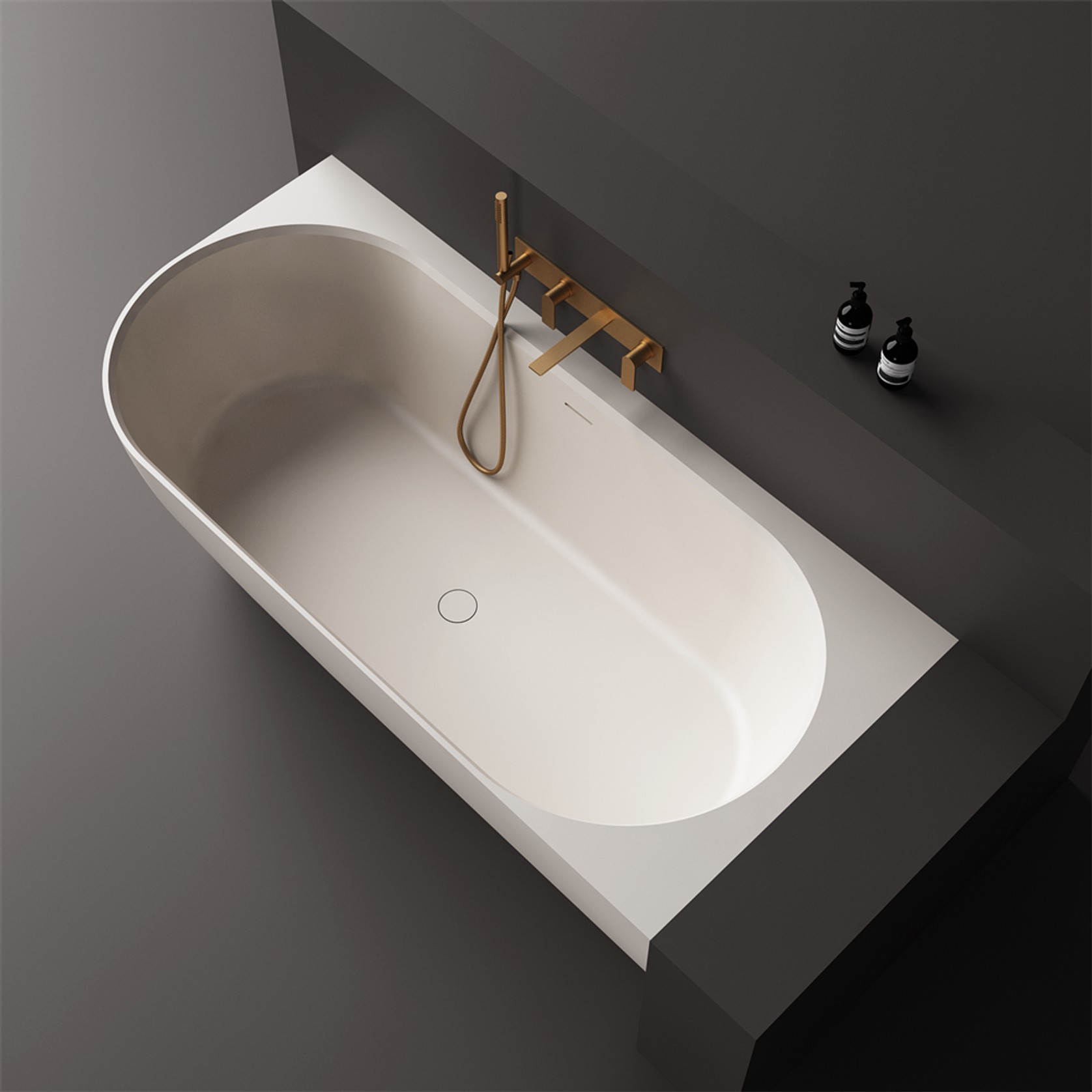 Justina Back-to-Corner Stone Baths - 1750mm gallery detail image