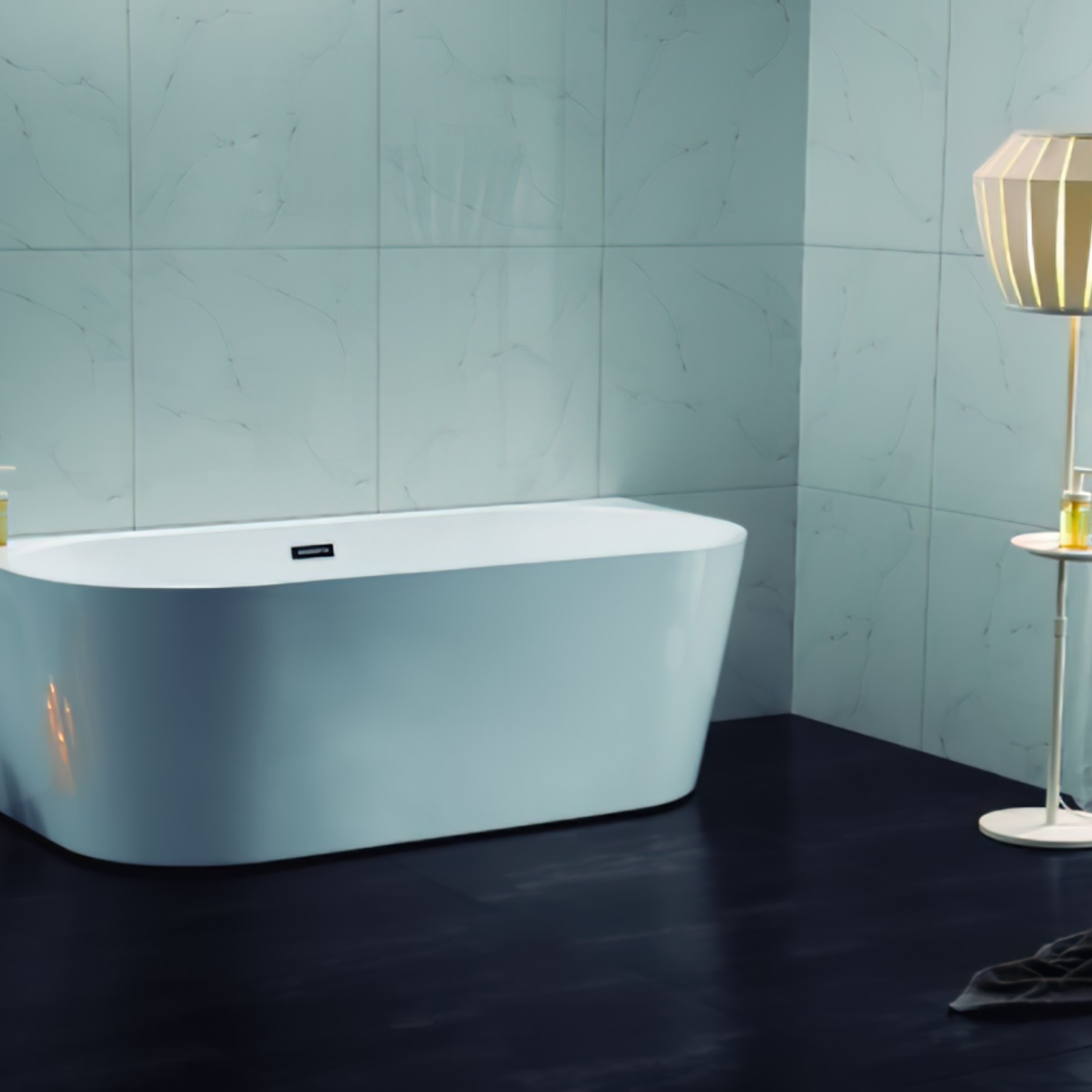 Unika Round Back To Wall W/Overflow Gloss Bath Tub gallery detail image