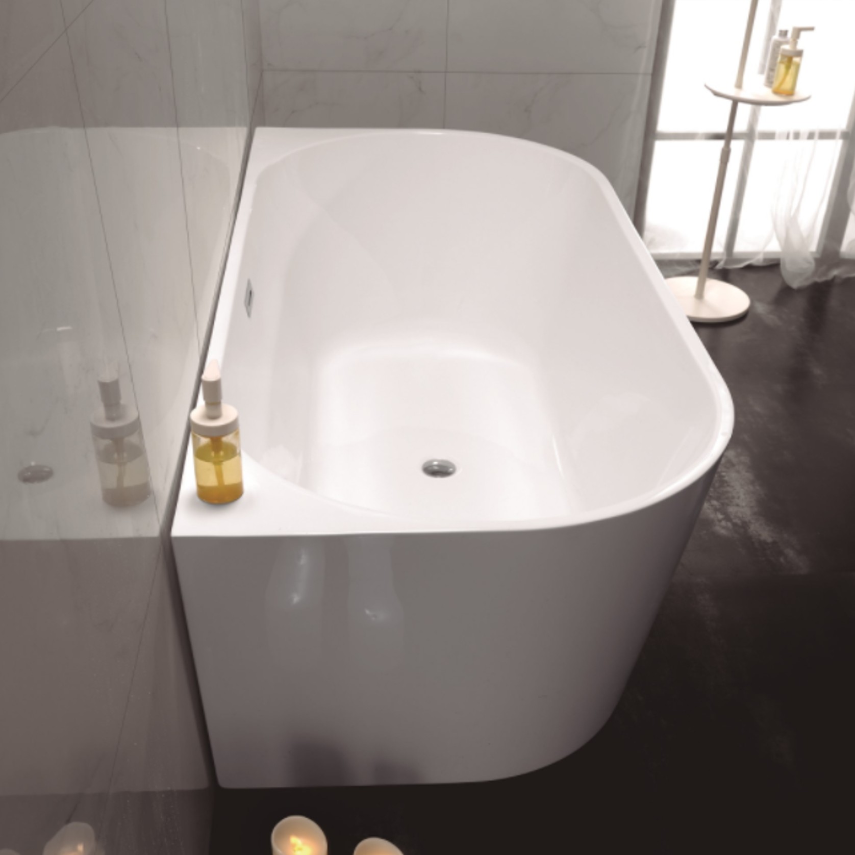 Unika Round Back To Wall W/Overflow Bath Tub gallery detail image