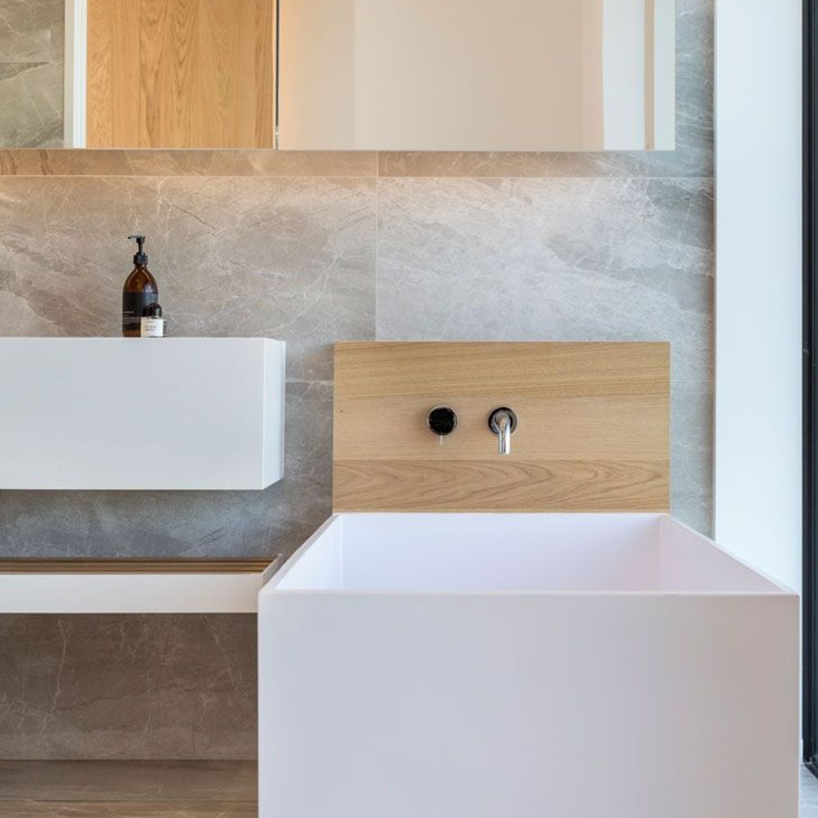 Alison ST23 Toka Lite Back-to-Wall Stone Bath 1700mm gallery detail image