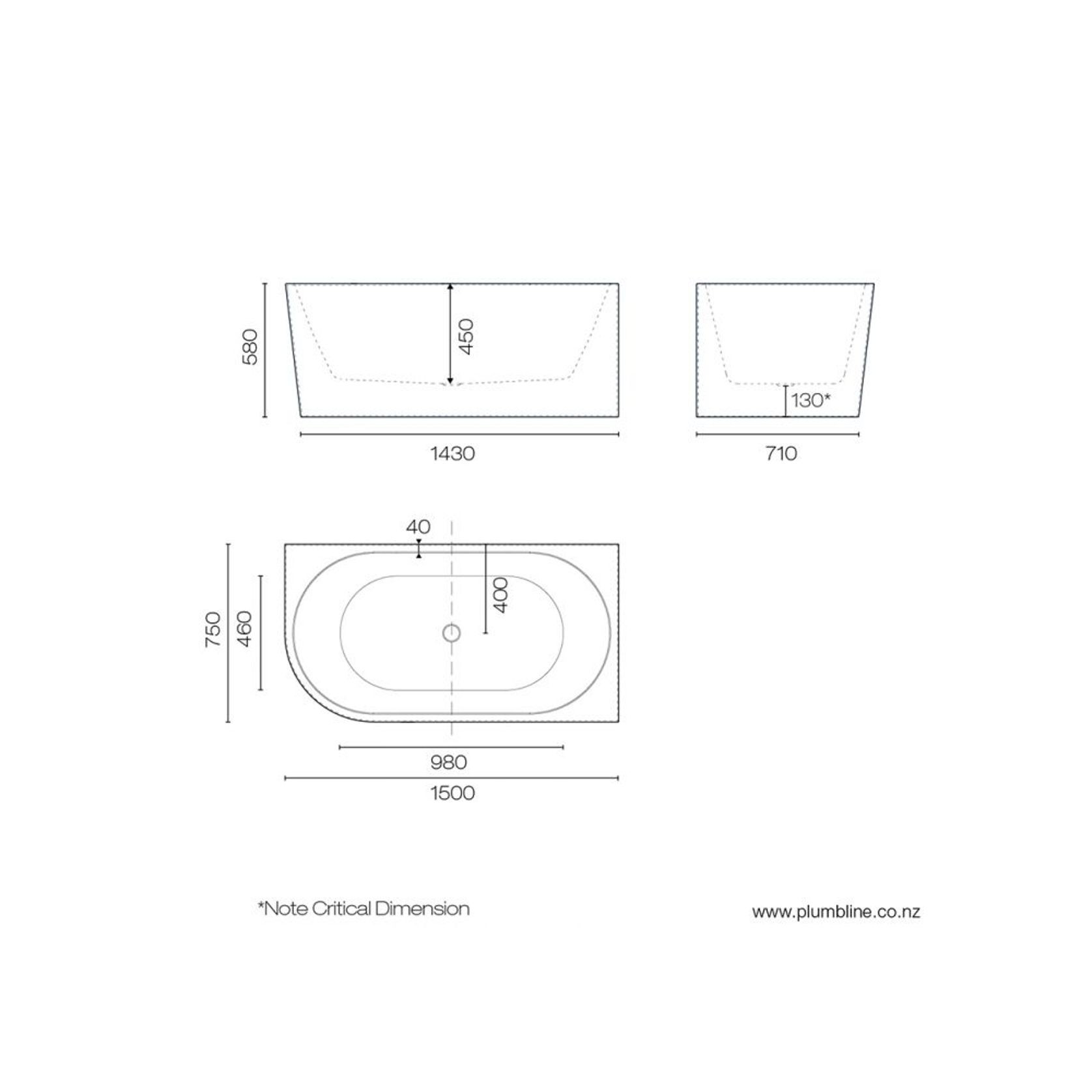 Tondo 1500 Right Corner Back To Wall Bath gallery detail image