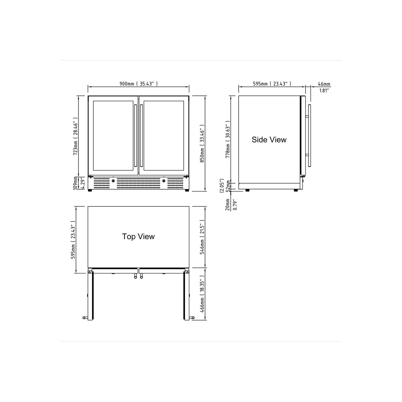 900mm Wide Under Bench Low-E Glass Door Wine and Beer gallery detail image