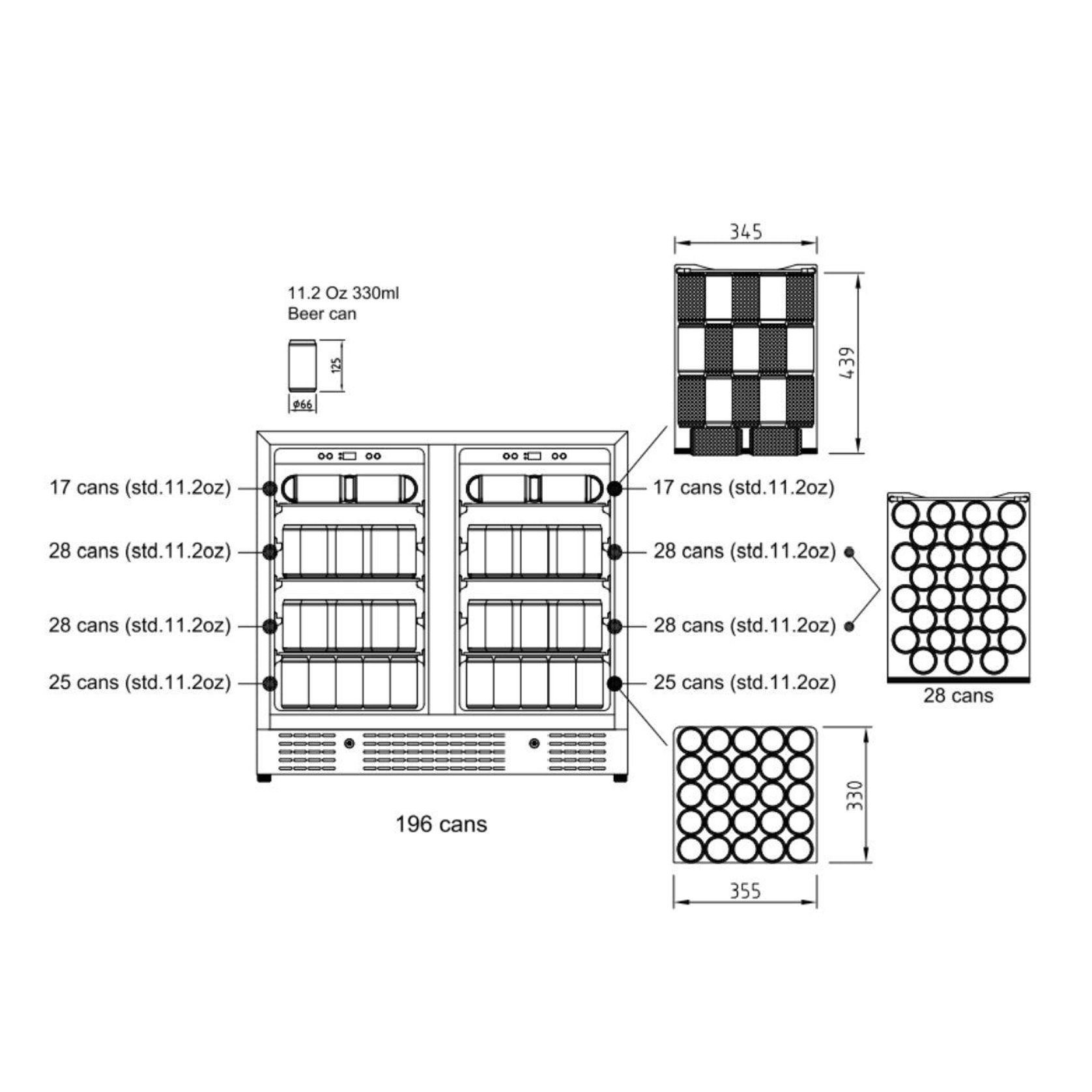 900mm Wide Under Bench Dual Zone Beverage Fridge gallery detail image