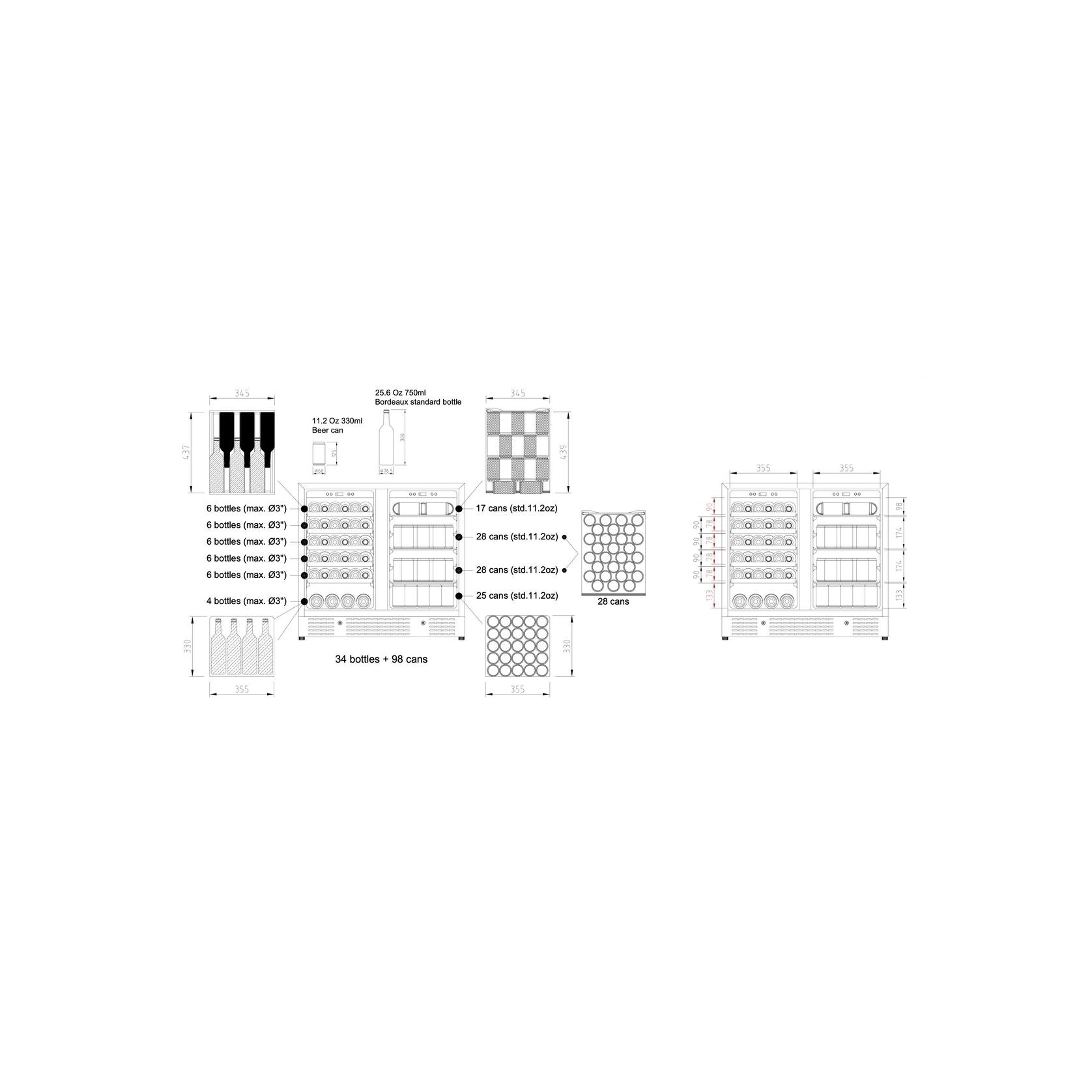 900mm Wide Under Bench Low-E Glass Door Wine and Beer gallery detail image