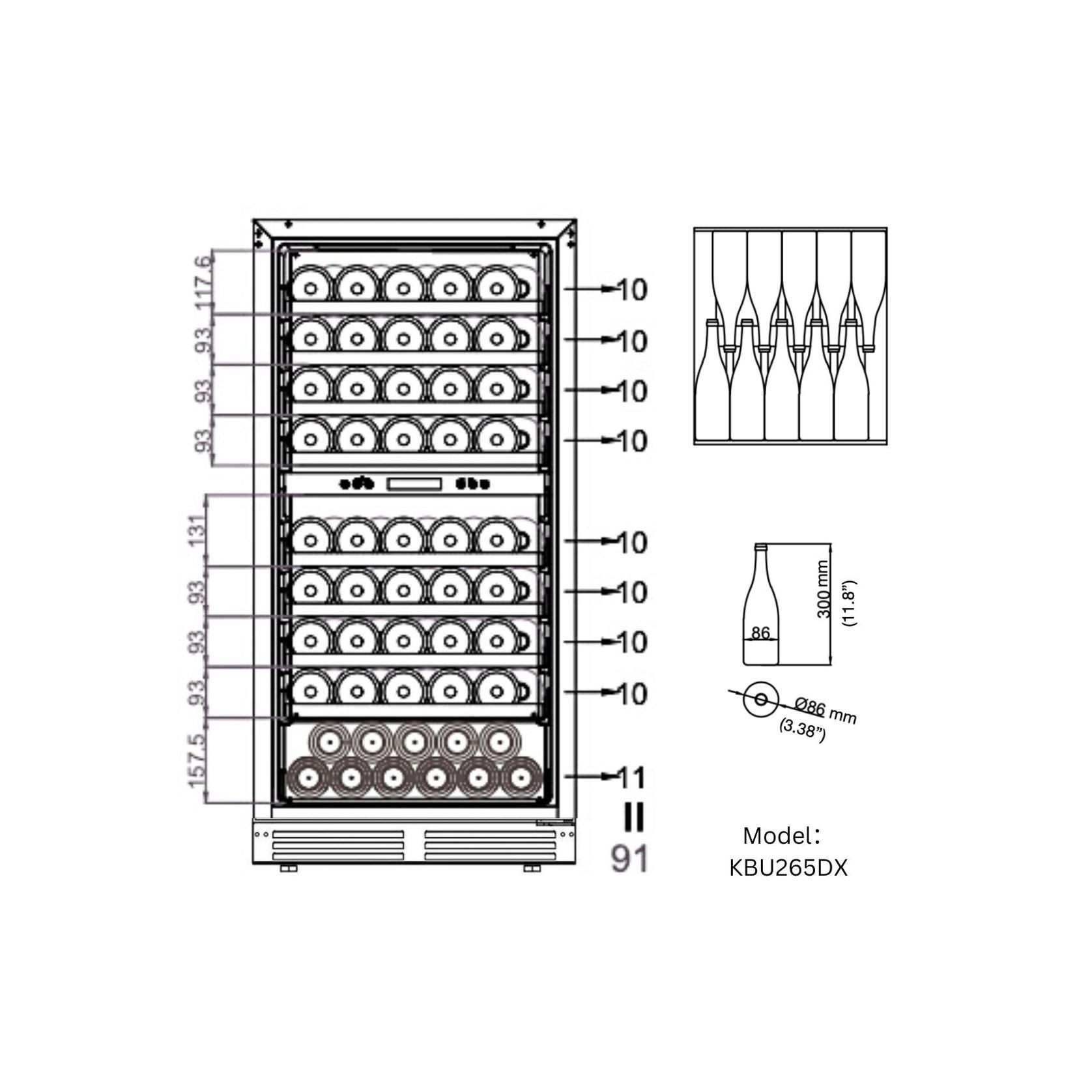 1200mm High Upright Wine and Beverage Fridge - 3 Zones gallery detail image