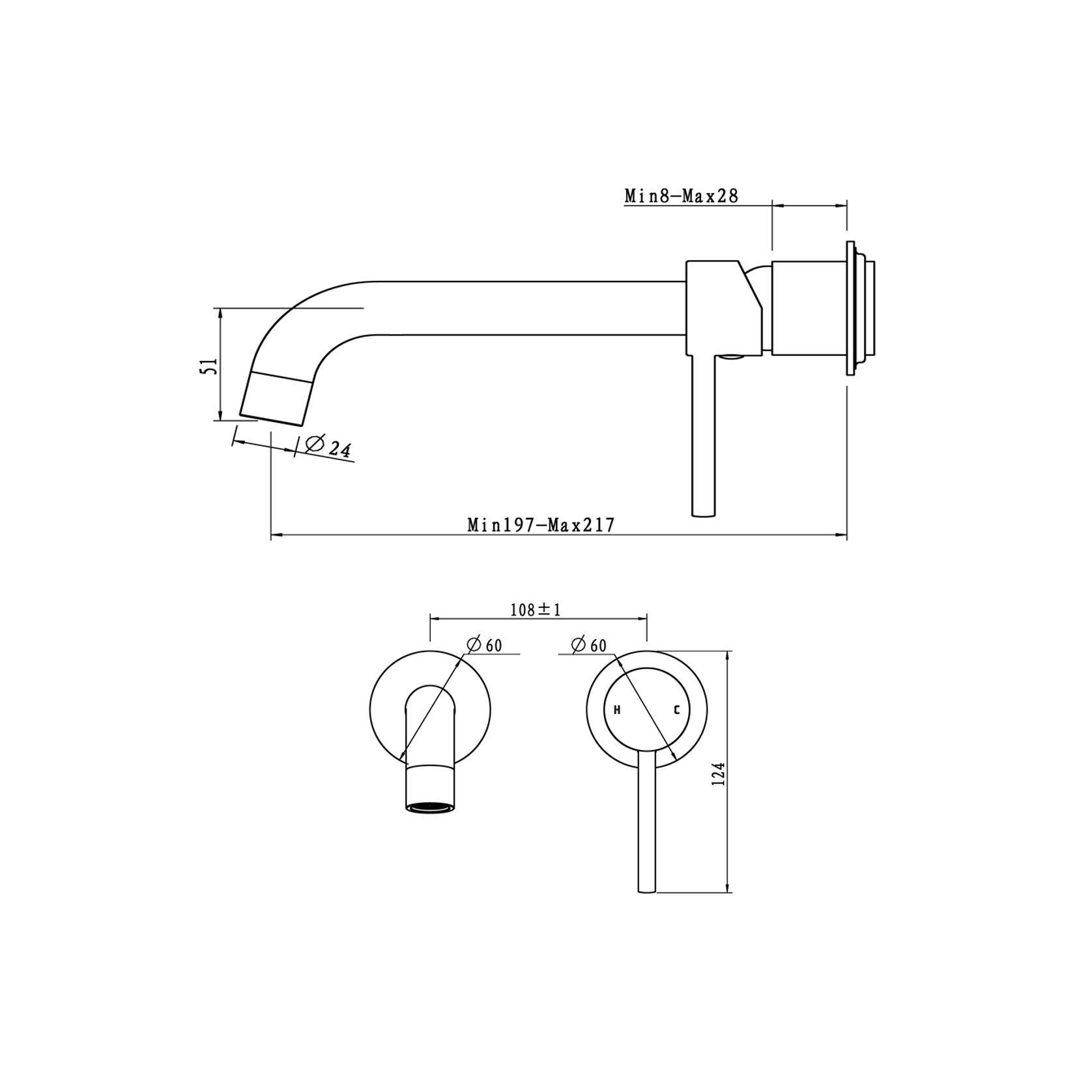 Lucid Pin Spout Mixer Trim Kit Brushed Copper gallery detail image