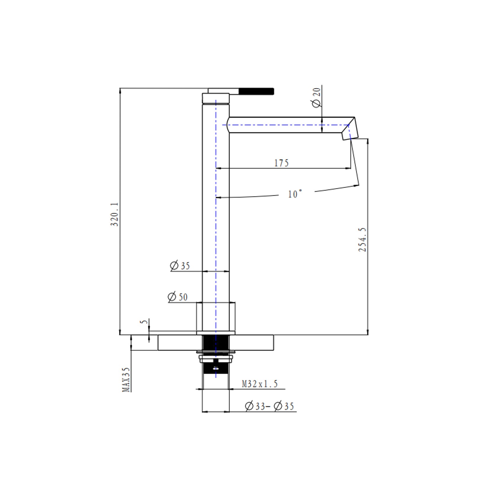 Caddence Tall Basin Mixer Brushed Brass gallery detail image