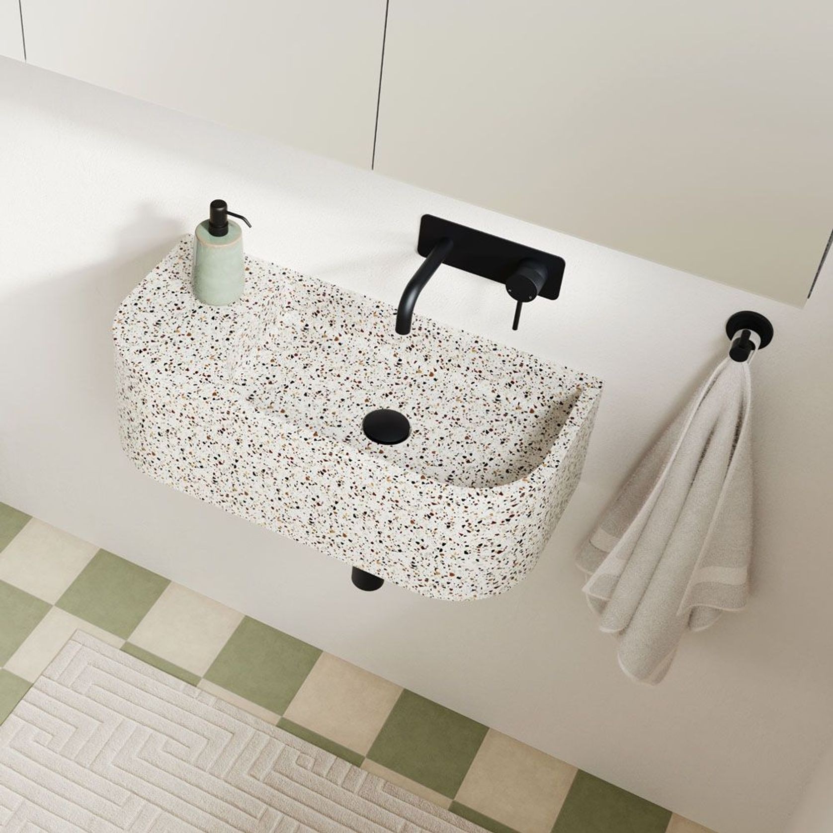 Kaya 130mm Basin/Bath Wall Mixer Set, Rectangular Plate gallery detail image