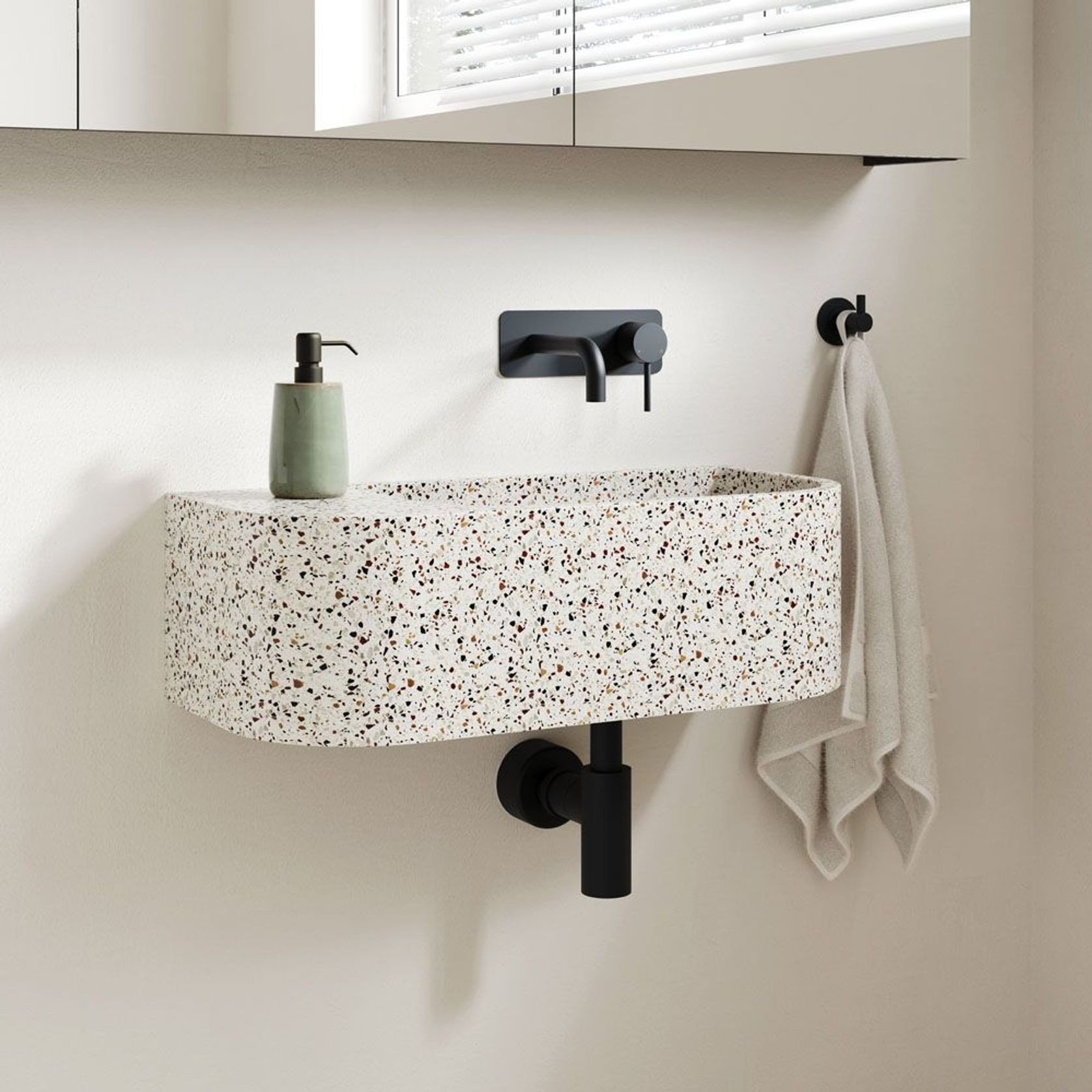 Kaya 130mm Basin/Bath Wall Mixer Set, Rectangular Plate gallery detail image